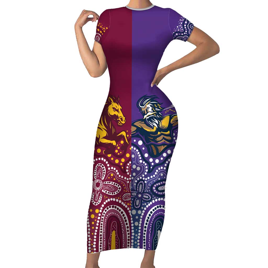 Broncos Vs Storm Rugby NRL Custom Indigenous Family Matching Short Sleeve Bodycon Dress and Hawaiian Shirt Fight To The Last - Vibe Hoodie
