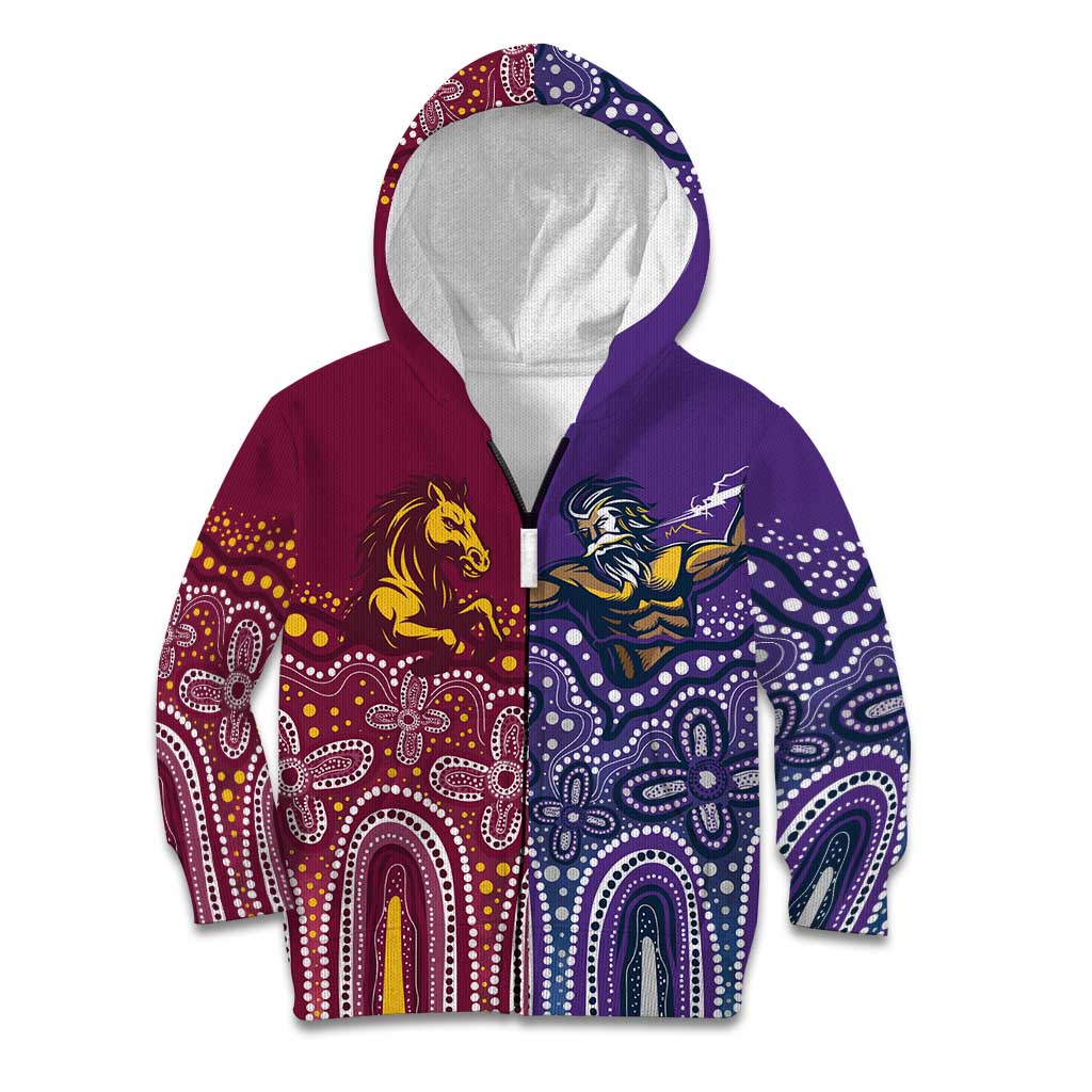 Broncos Vs Storm Rugby NRL Custom Indigenous Kid Hoodie Fight To The Last - Vibe Hoodie