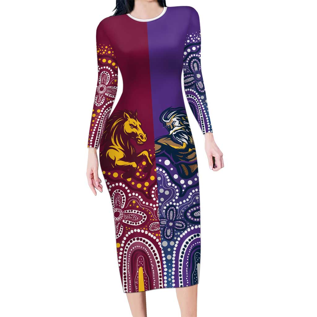 Broncos Vs Storm Rugby NRL Custom Indigenous Long Sleeve Bodycon Dress Fight To The Last - Vibe Hoodie