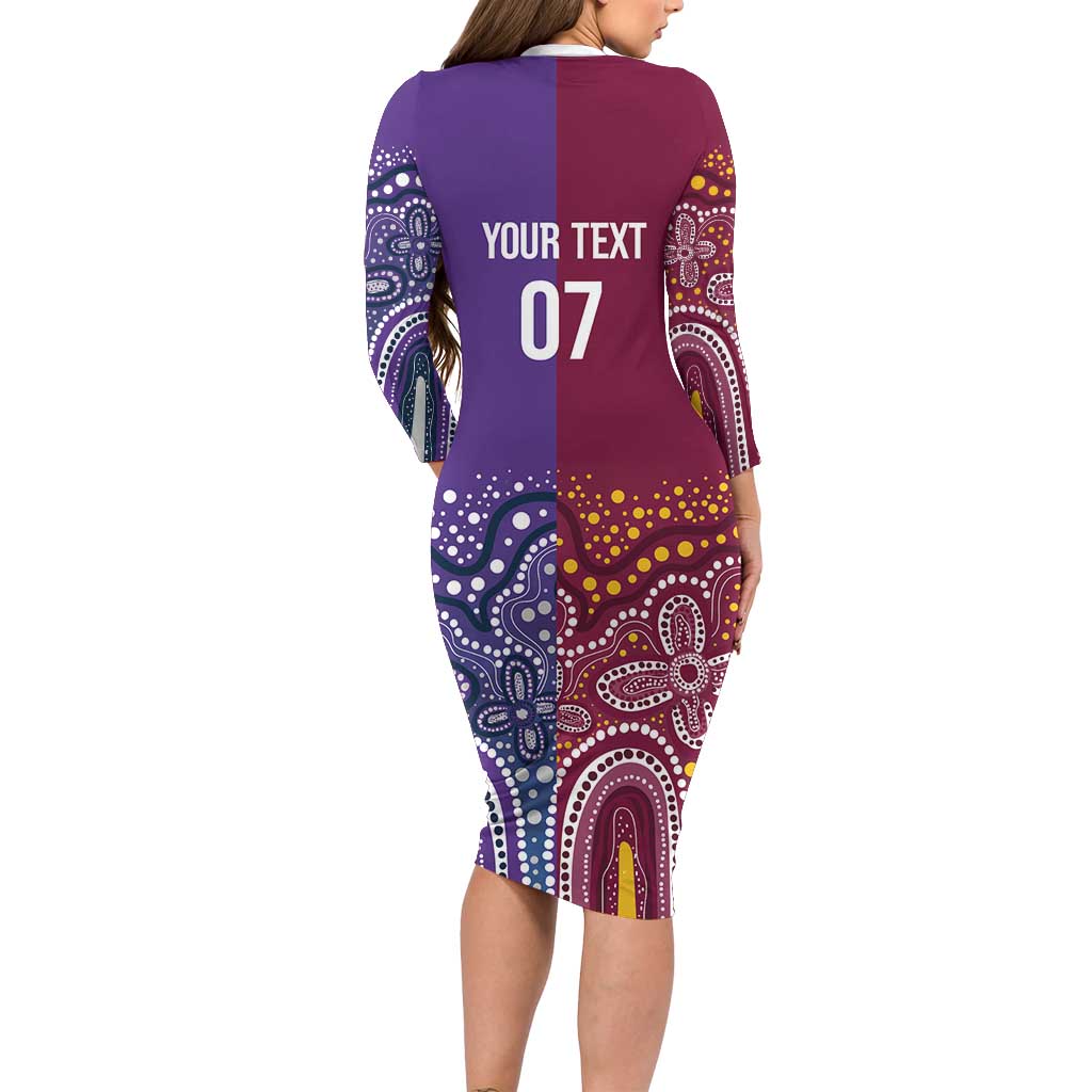 Broncos Vs Storm Rugby NRL Custom Indigenous Long Sleeve Bodycon Dress Fight To The Last - Vibe Hoodie