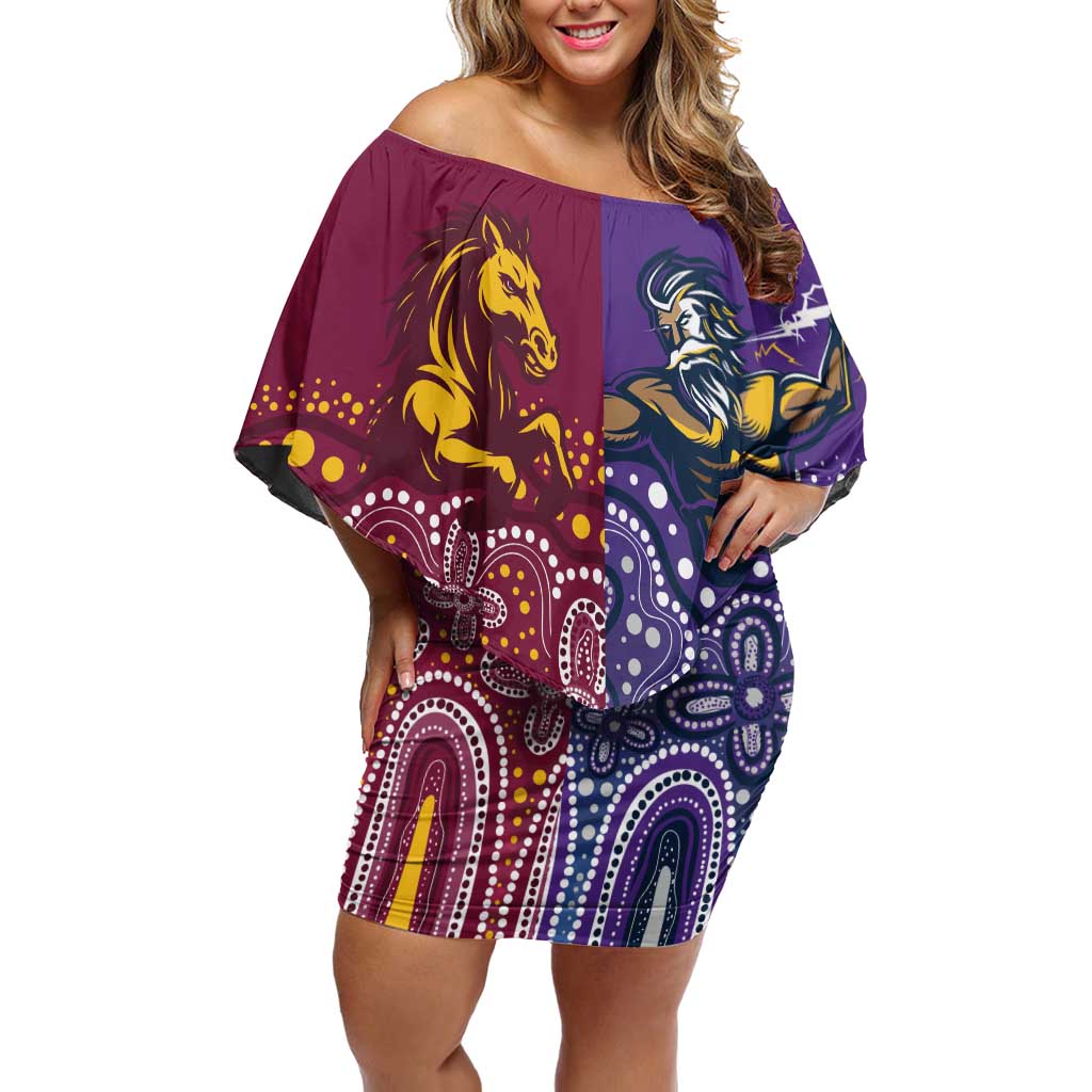 Broncos Vs Storm Rugby NRL Custom Indigenous Off Shoulder Short Dress Fight To The Last - Vibe Hoodie