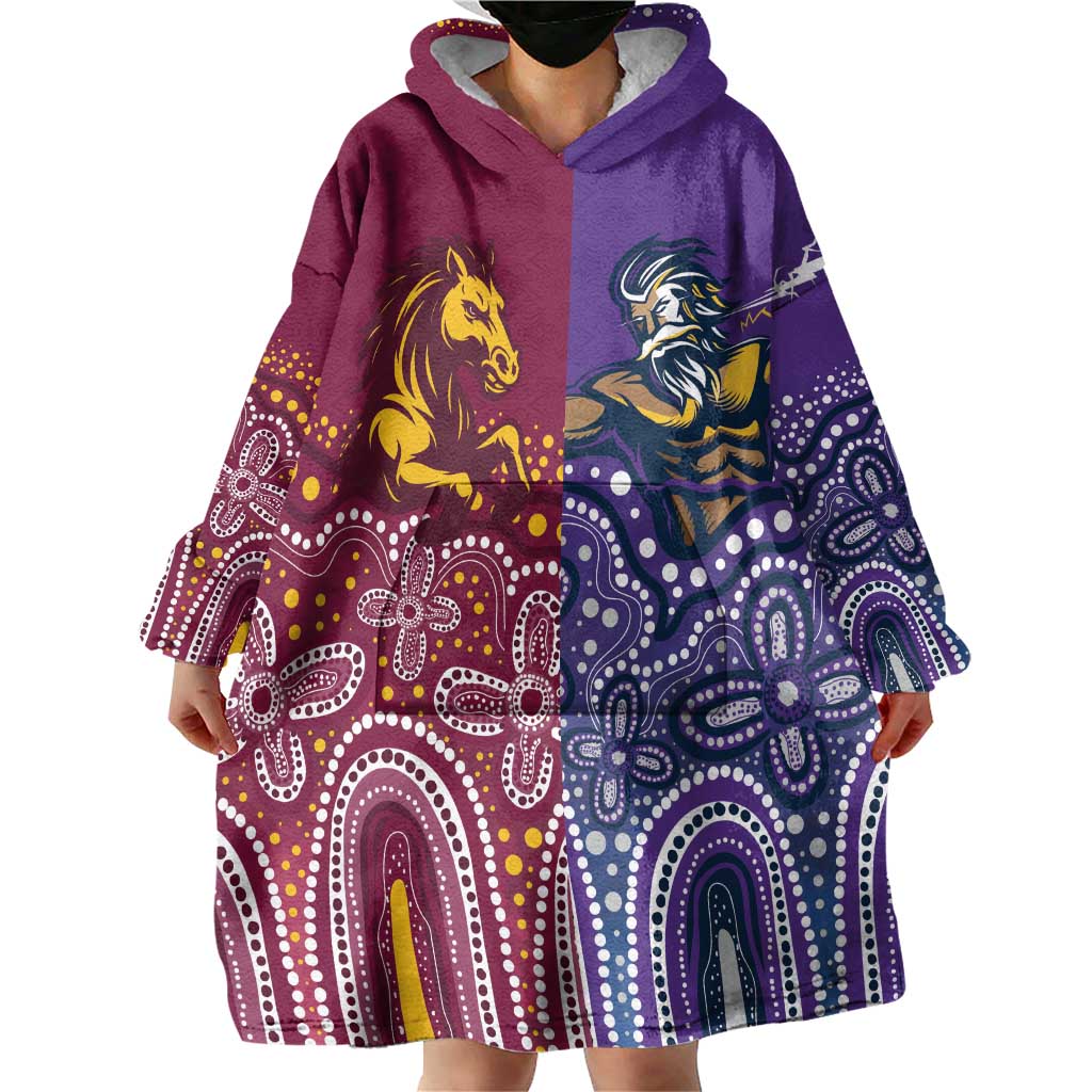 Broncos Vs Storm Rugby NRL Custom Indigenous Wearable Blanket Hoodie Fight To The Last - Vibe Hoodie