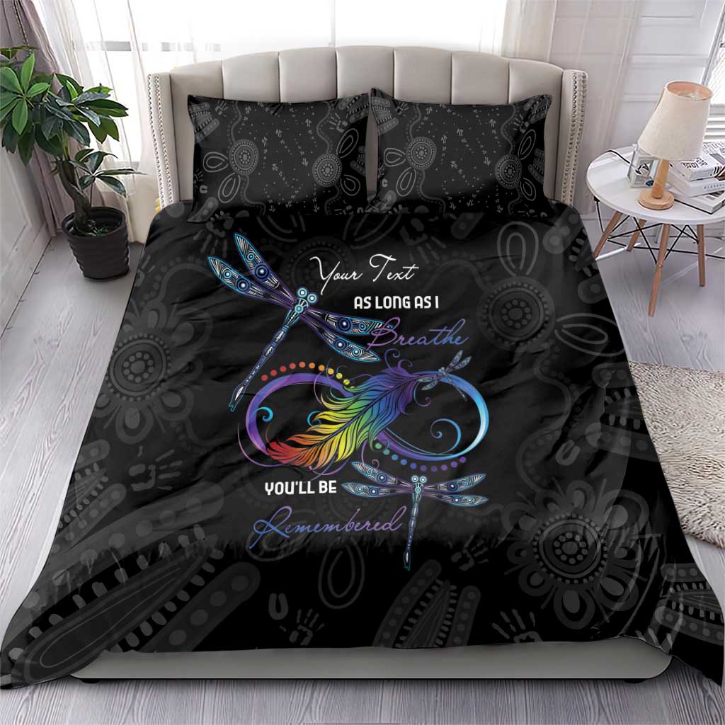 Personalised Australia Indigenous Memorial Bedding Set As Long As I Breathe You'll Be Remembered - Vibe Hoodie Shop