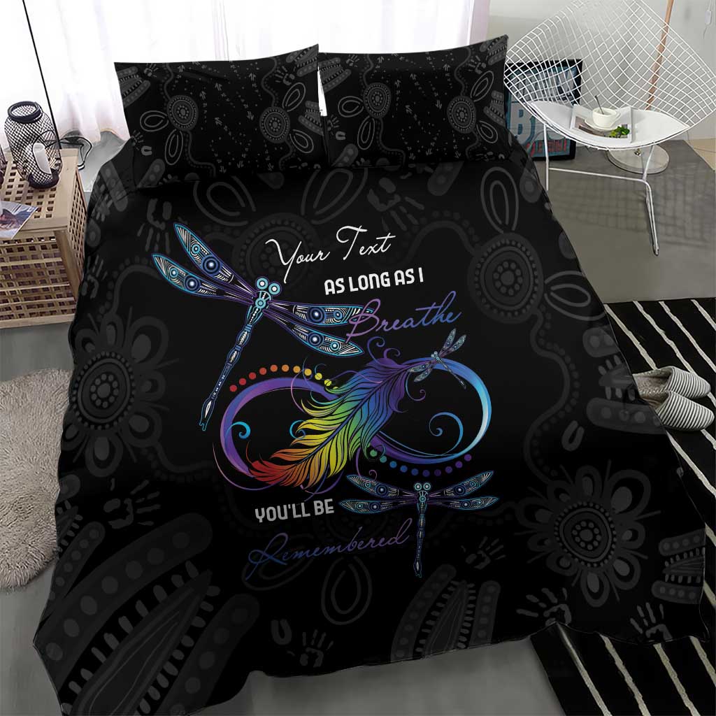 Personalised Australia Indigenous Memorial Bedding Set As Long As I Breathe You'll Be Remembered - Vibe Hoodie Shop