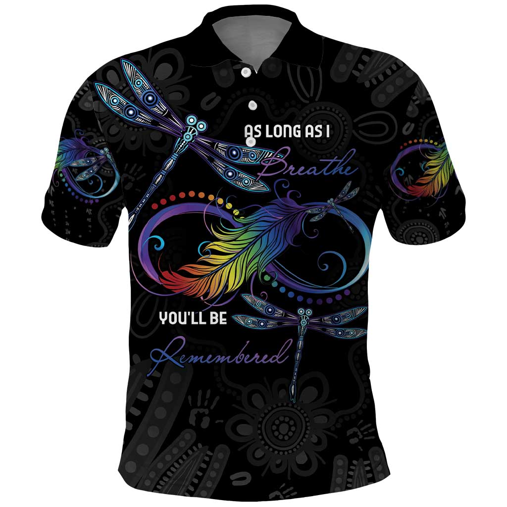 Personalised Australia Indigenous Memorial Polo Shirt As Long As I Breathe You'll Be Remembered - Vibe Hoodie Shop