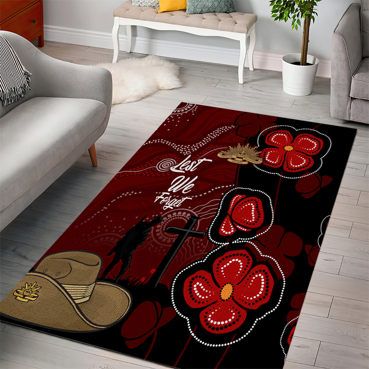 ANZAC Aboriginal Australia Area Rug For the Fallen - Vibe Hoodie Shop