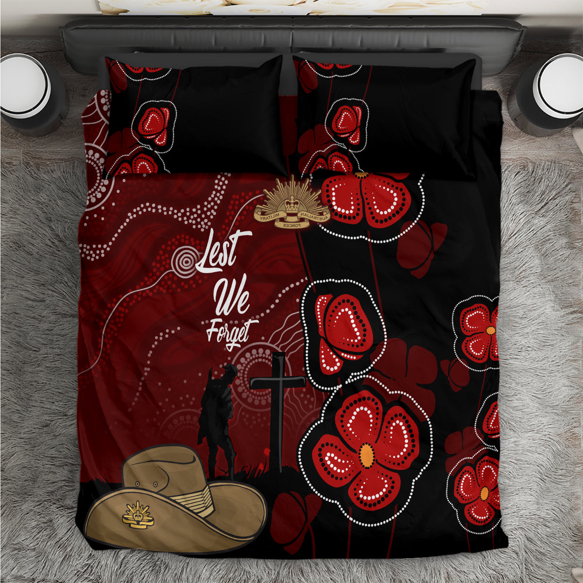 ANZAC Aboriginal Australia Bedding Set For the Fallen - Vibe Hoodie Shop
