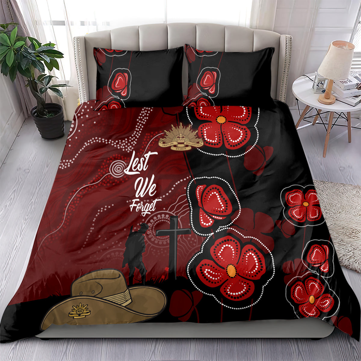 ANZAC Aboriginal Australia Bedding Set For the Fallen - Vibe Hoodie Shop