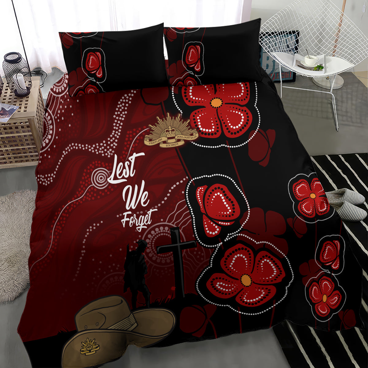 ANZAC Aboriginal Australia Bedding Set For the Fallen - Vibe Hoodie Shop