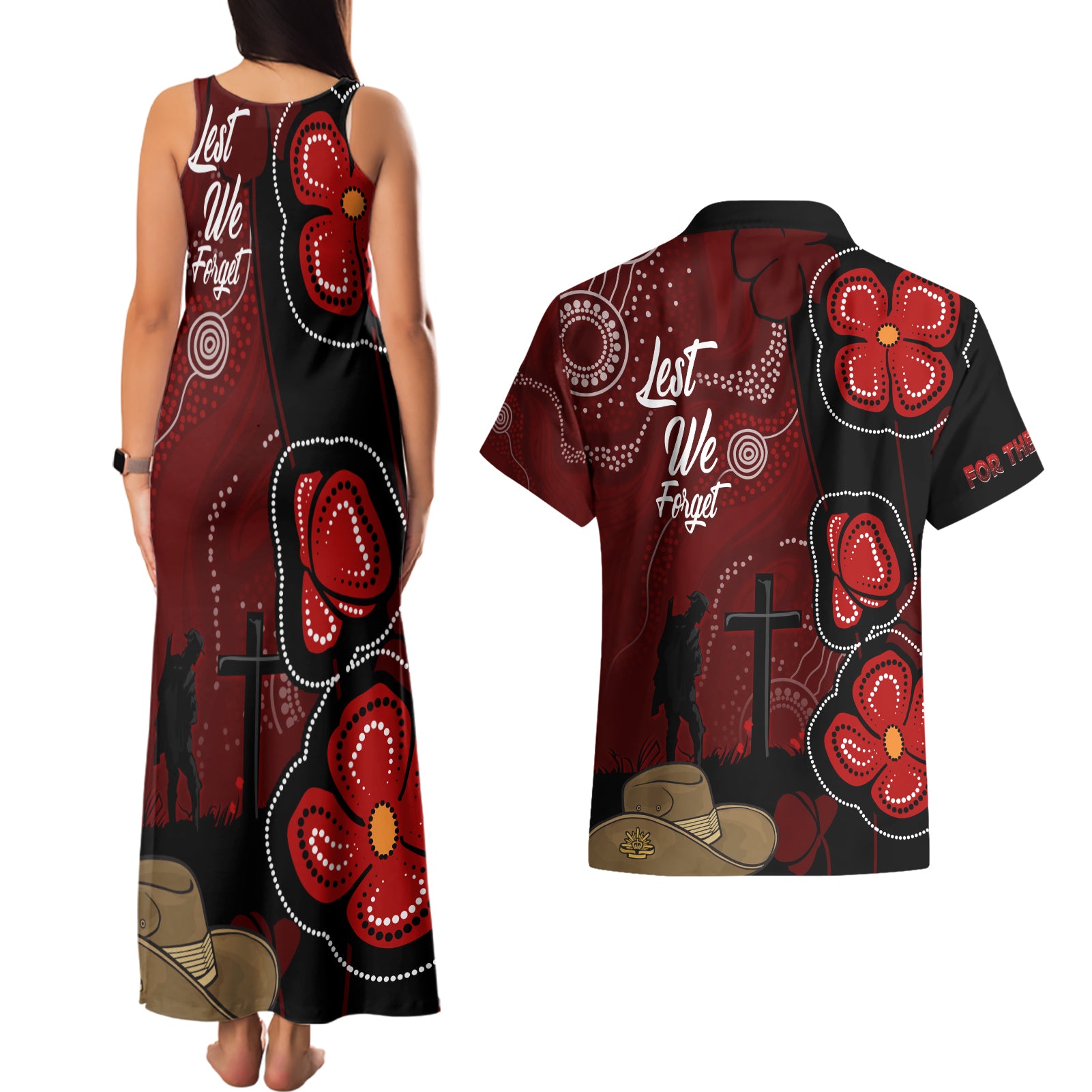 ANZAC Aboriginal Australia Couples Matching Tank Maxi Dress and Hawaiian Shirt For the Fallen