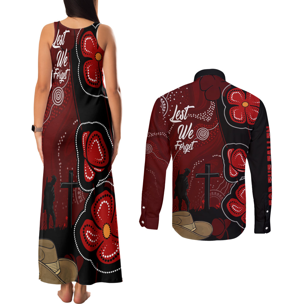 ANZAC Aboriginal Australia Couples Matching Tank Maxi Dress and Long Sleeve Button Shirt For the Fallen