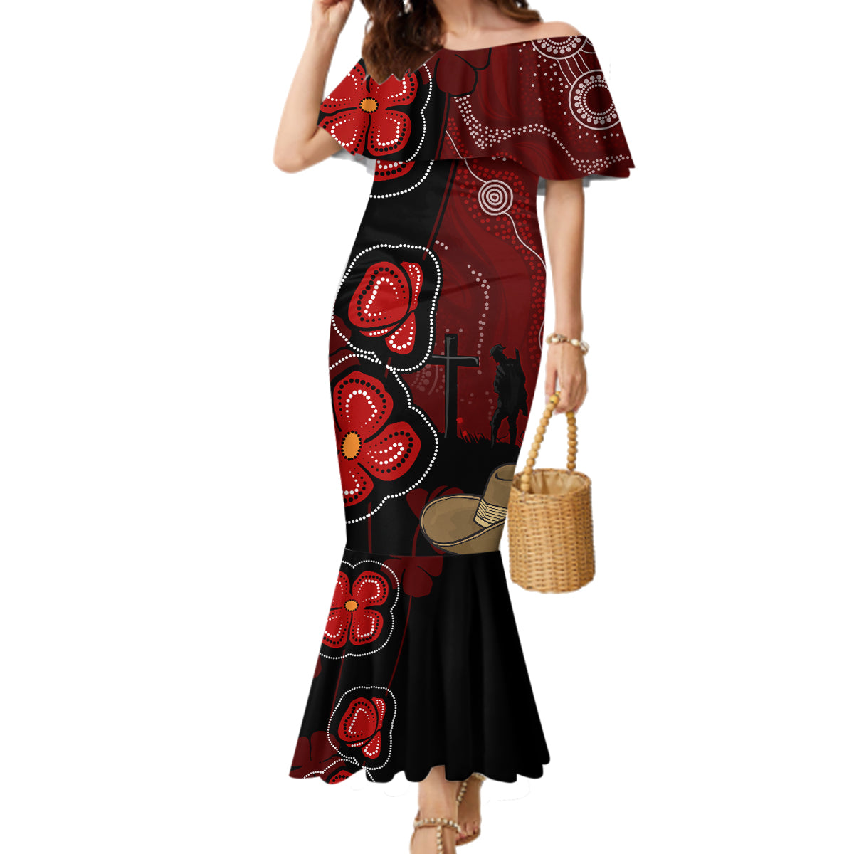 ANZAC Aboriginal Australia Family Matching Mermaid Dress and Hawaiian Shirt For the Fallen