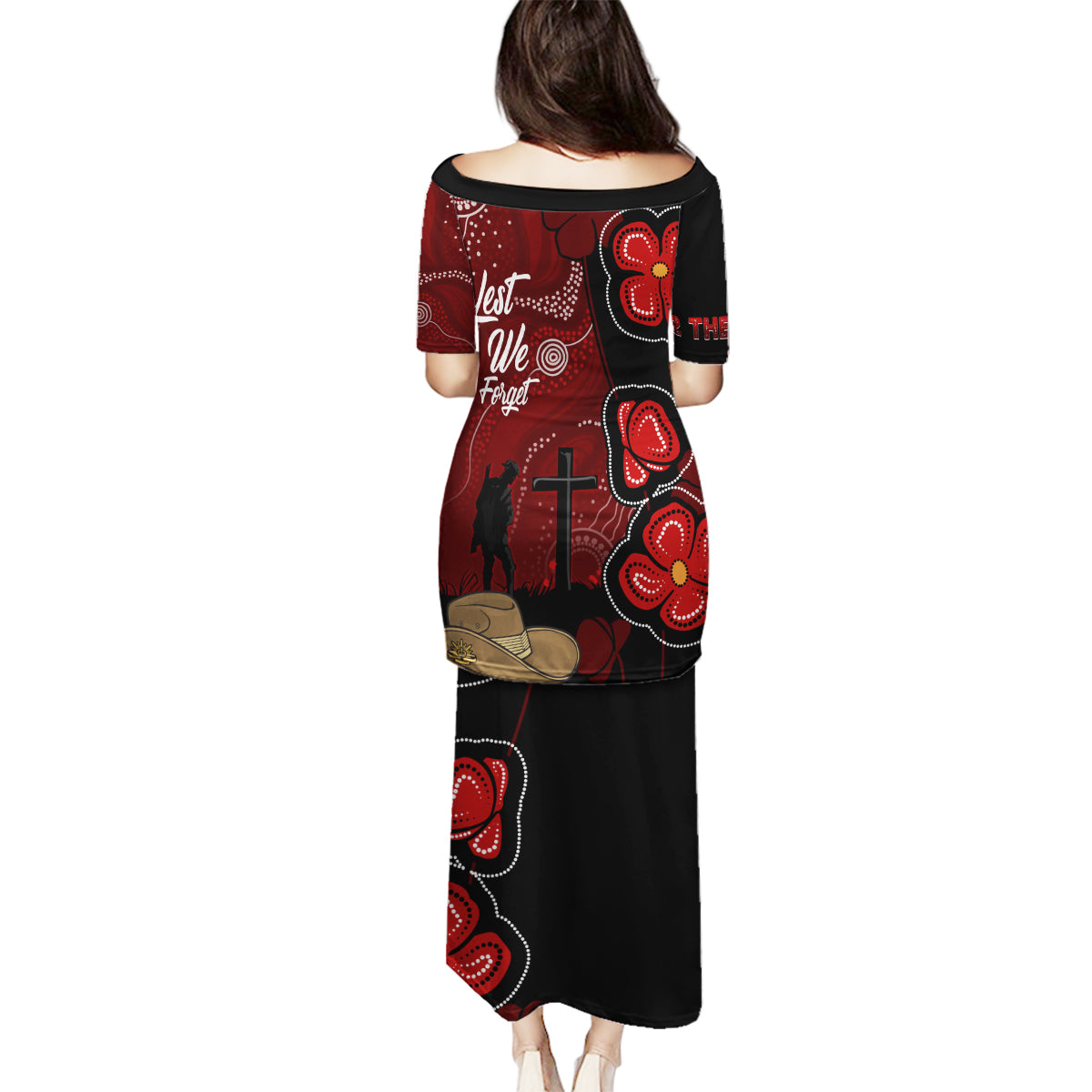 ANZAC Aboriginal Australia Family Matching Puletasi and Hawaiian Shirt For the Fallen