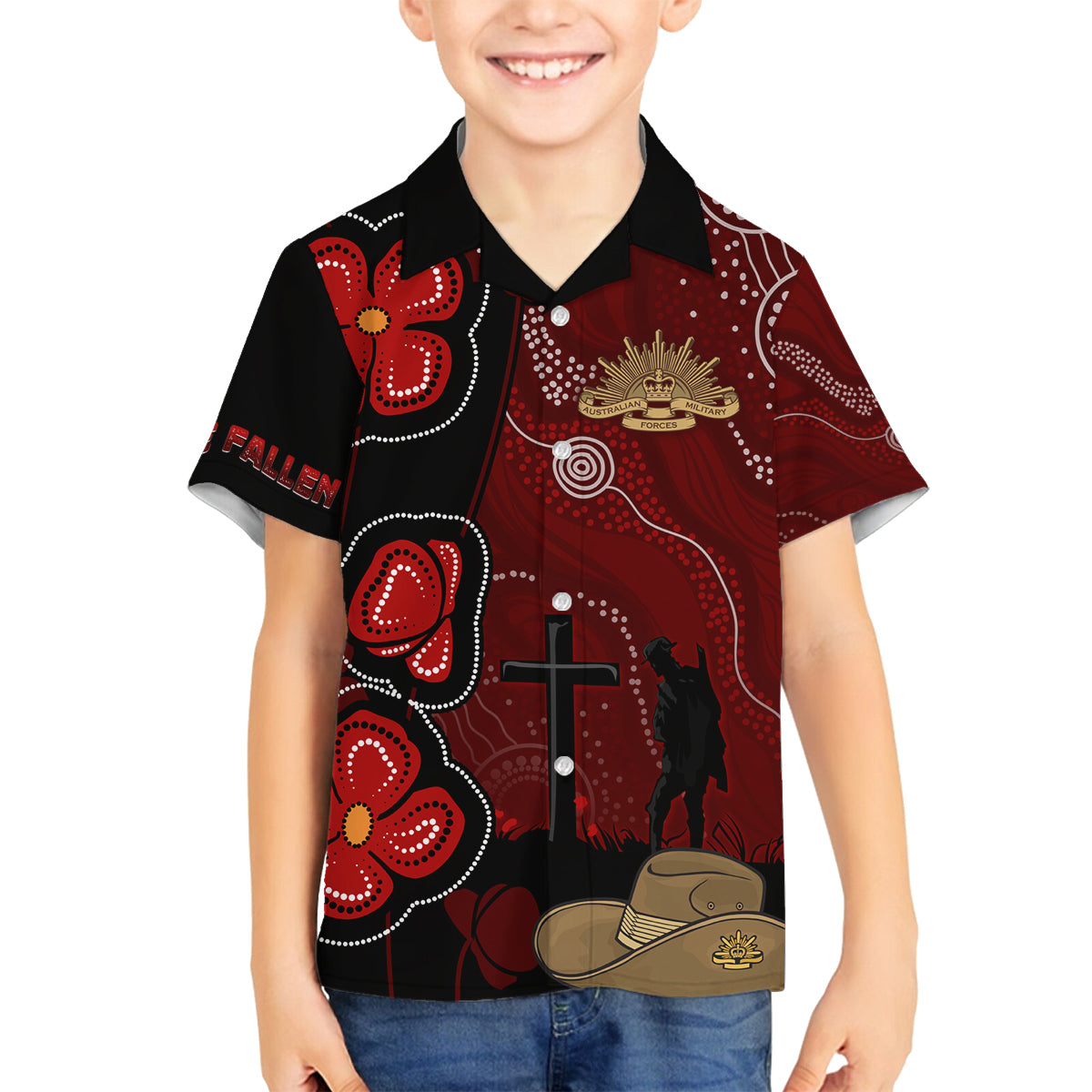 ANZAC Aboriginal Australia Family Matching Puletasi and Hawaiian Shirt For the Fallen