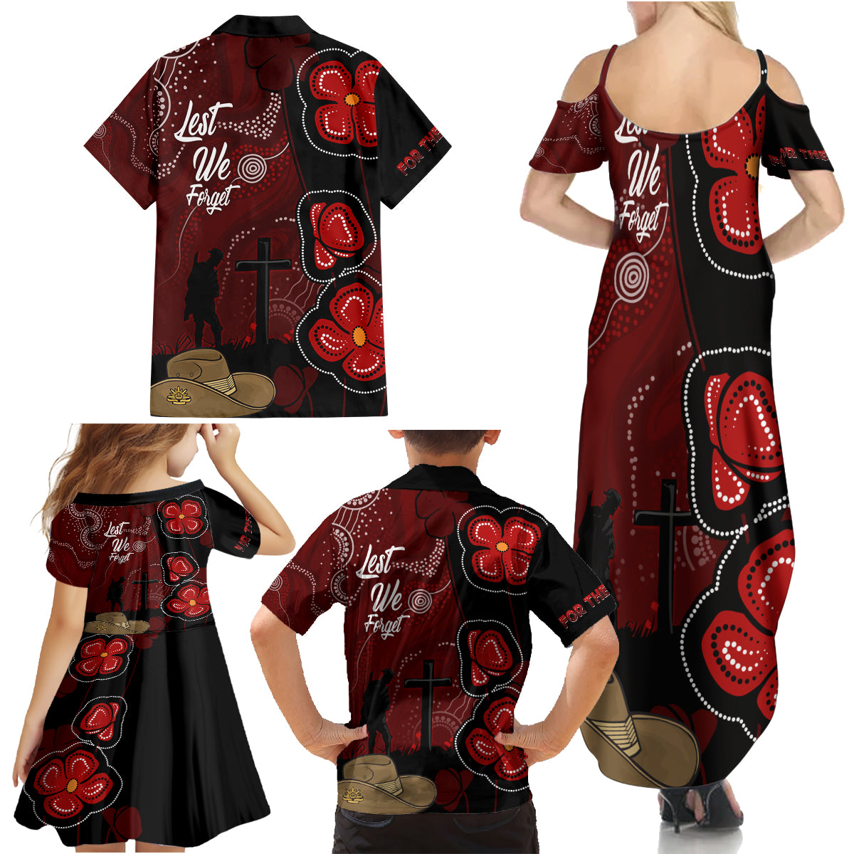 ANZAC Aboriginal Australia Family Matching Summer Maxi Dress and Hawaiian Shirt For the Fallen