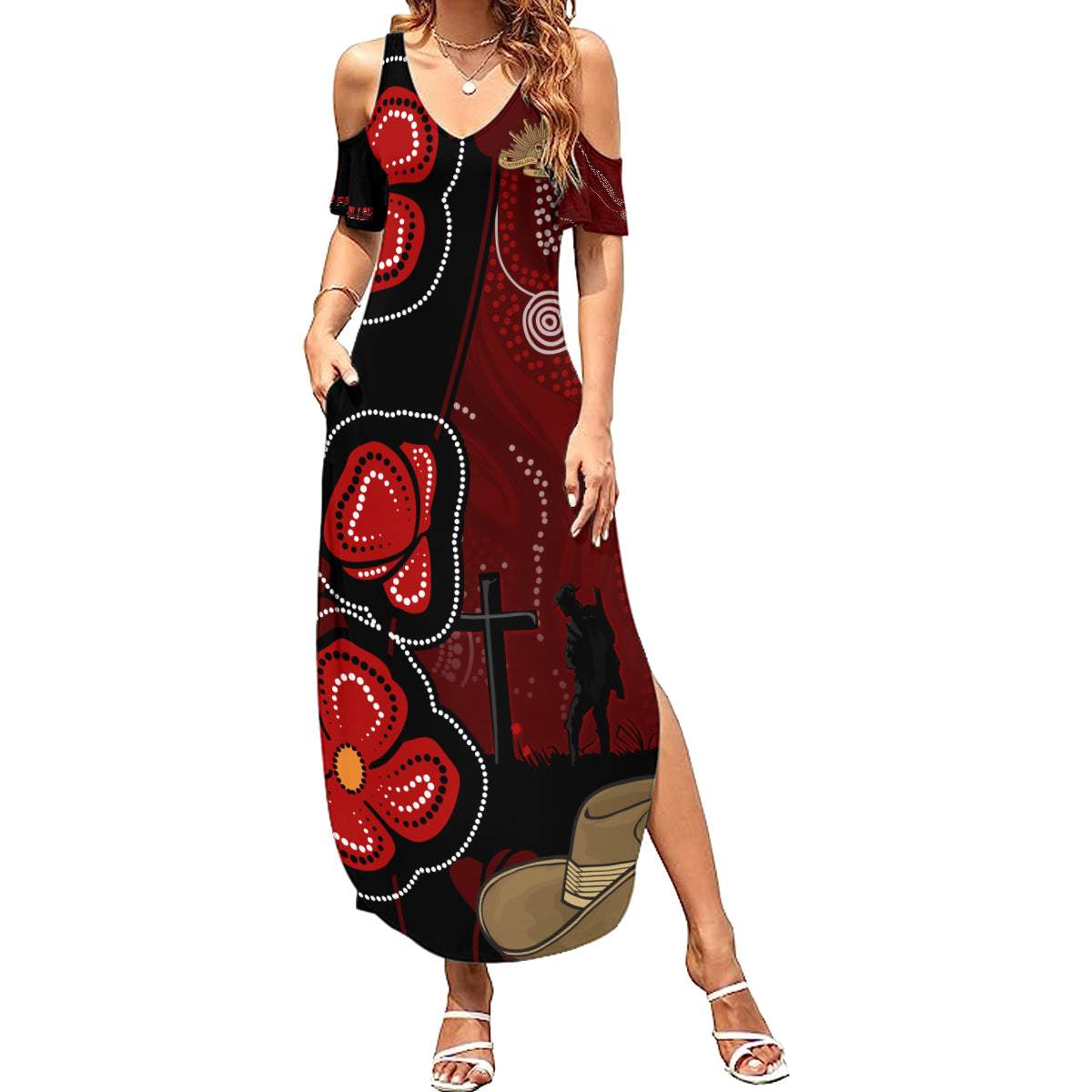 ANZAC Aboriginal Australia Family Matching Summer Maxi Dress and Hawaiian Shirt For the Fallen