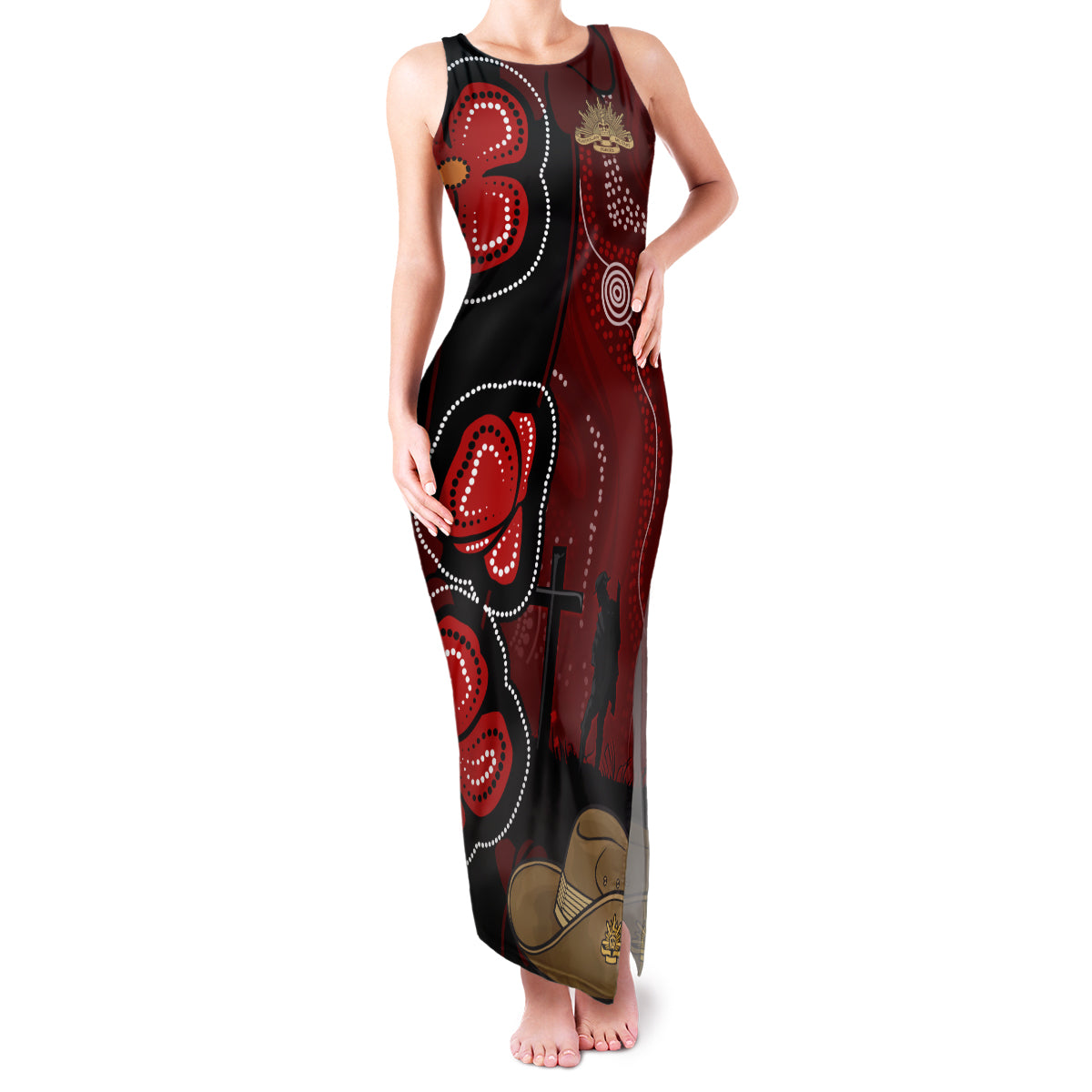 ANZAC Aboriginal Australia Family Matching Tank Maxi Dress and Hawaiian Shirt For the Fallen