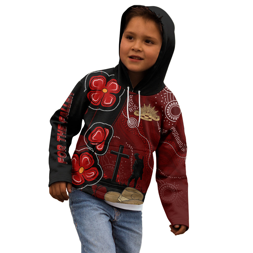 ANZAC Aboriginal Australia Kid Hoodie For the Fallen - Vibe Hoodie Shop