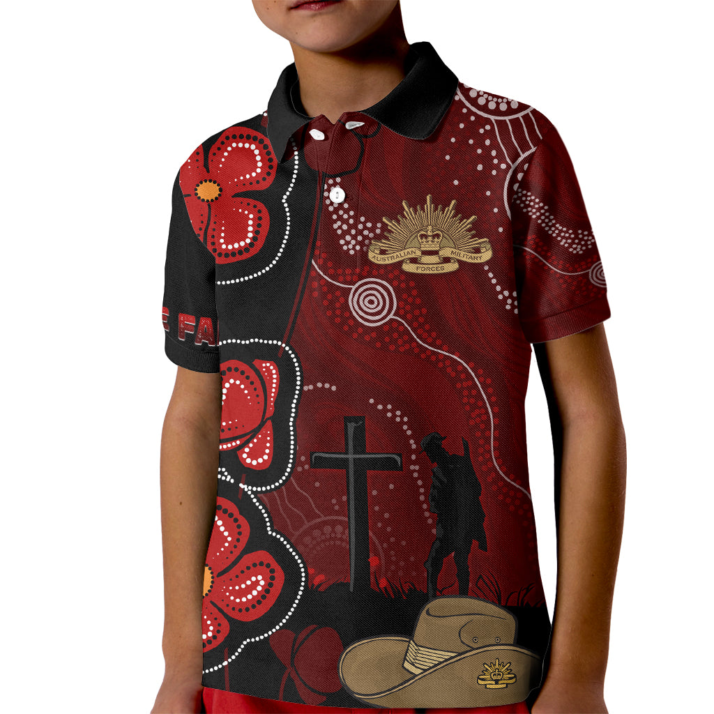 ANZAC Aboriginal Australia Kid Polo Shirt For the Fallen - Vibe Hoodie Shop
