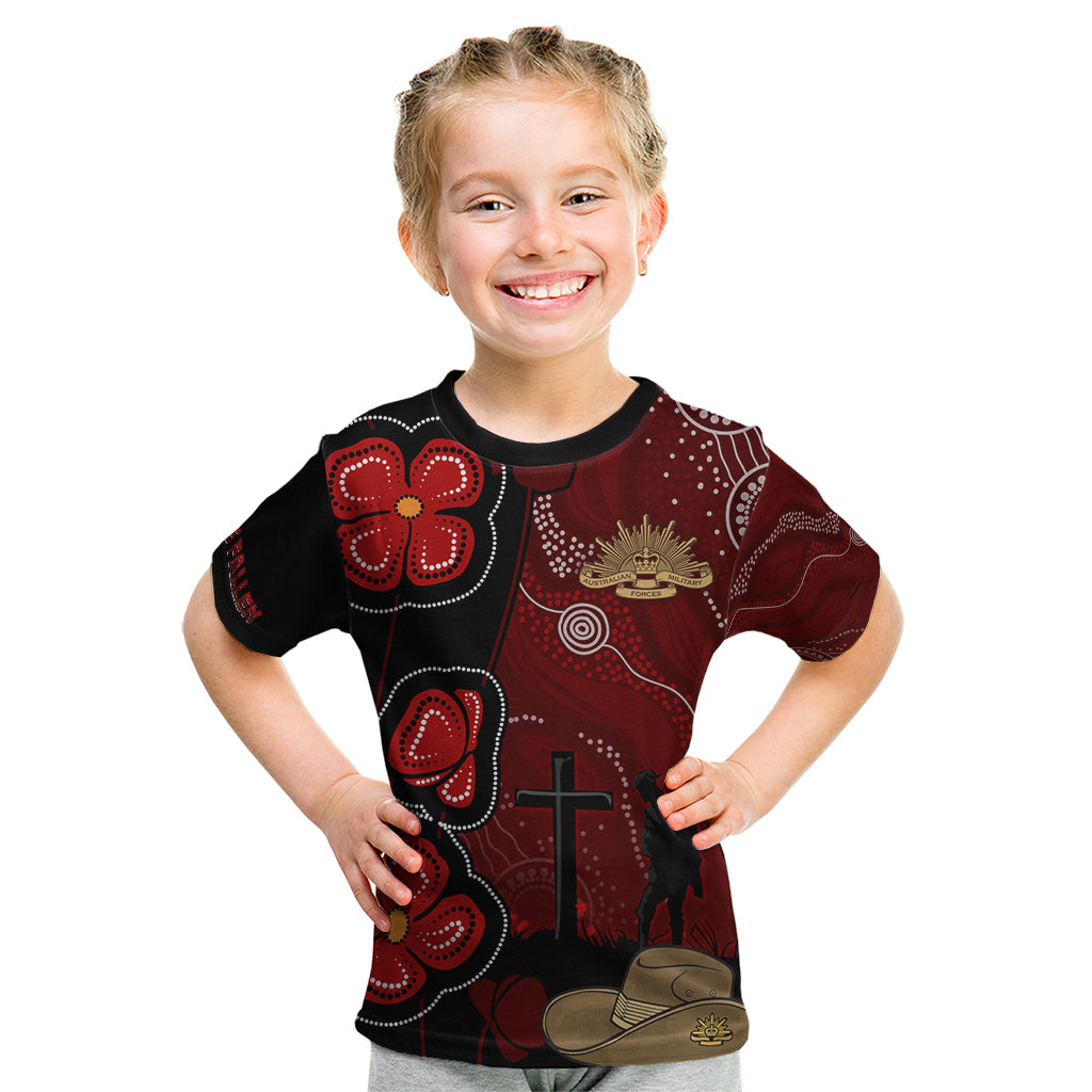 ANZAC Aboriginal Australia Kid T Shirt For the Fallen - Vibe Hoodie Shop