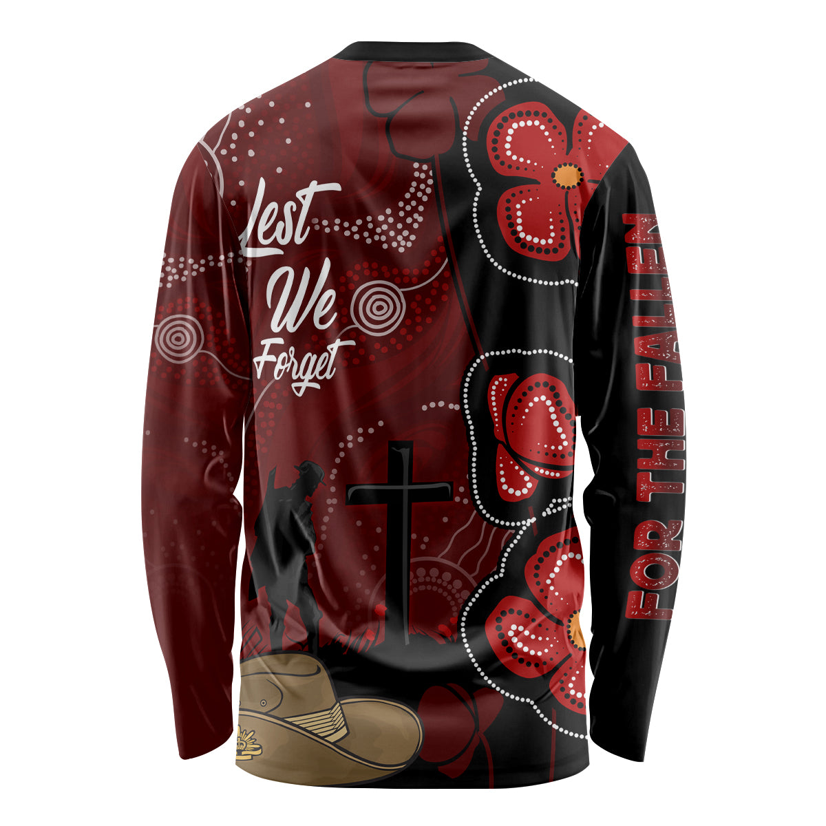 ANZAC Aboriginal Australia Long Sleeve Shirt For the Fallen - Vibe Hoodie Shop