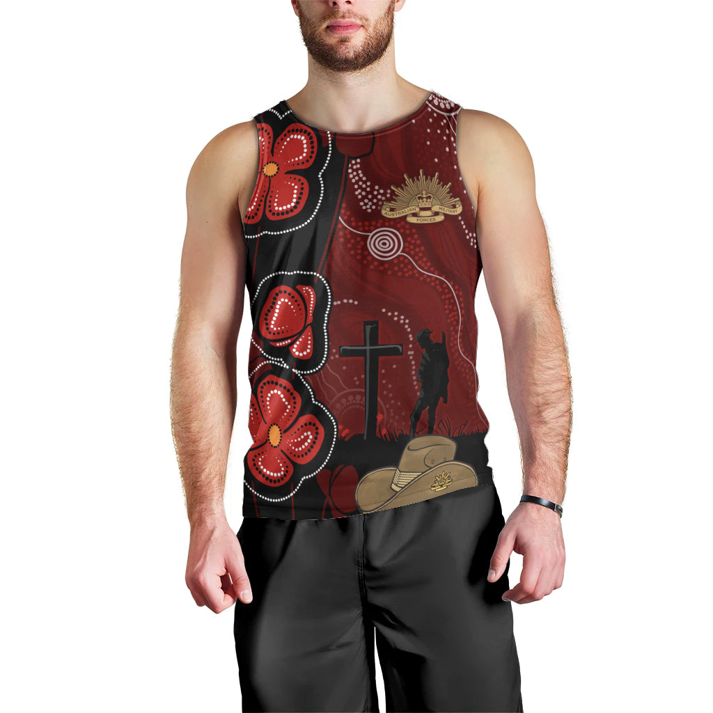 ANZAC Aboriginal Australia Men Tank Top For the Fallen - Vibe Hoodie Shop