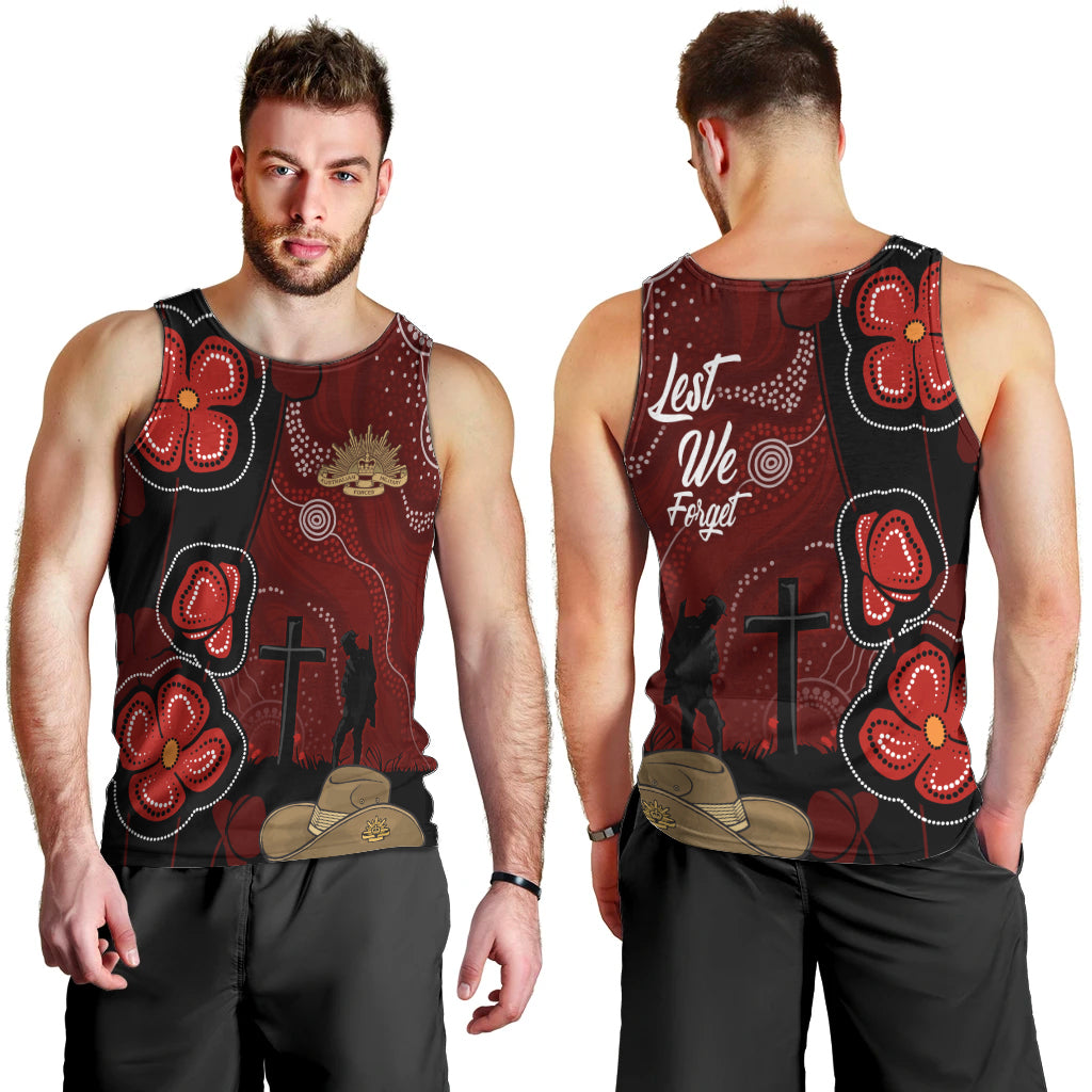 ANZAC Aboriginal Australia Men Tank Top For the Fallen - Vibe Hoodie Shop