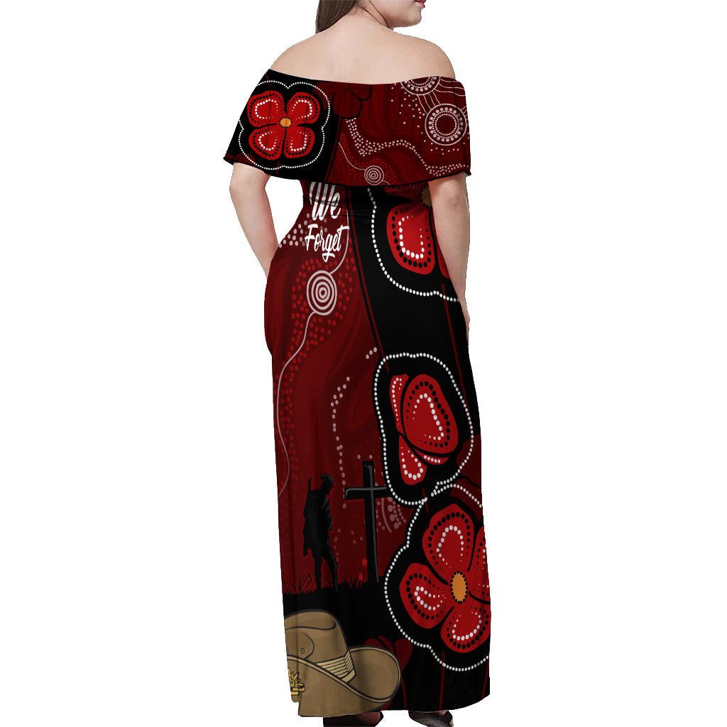 ANZAC Aboriginal Australia Off Shoulder Maxi Dress For the Fallen