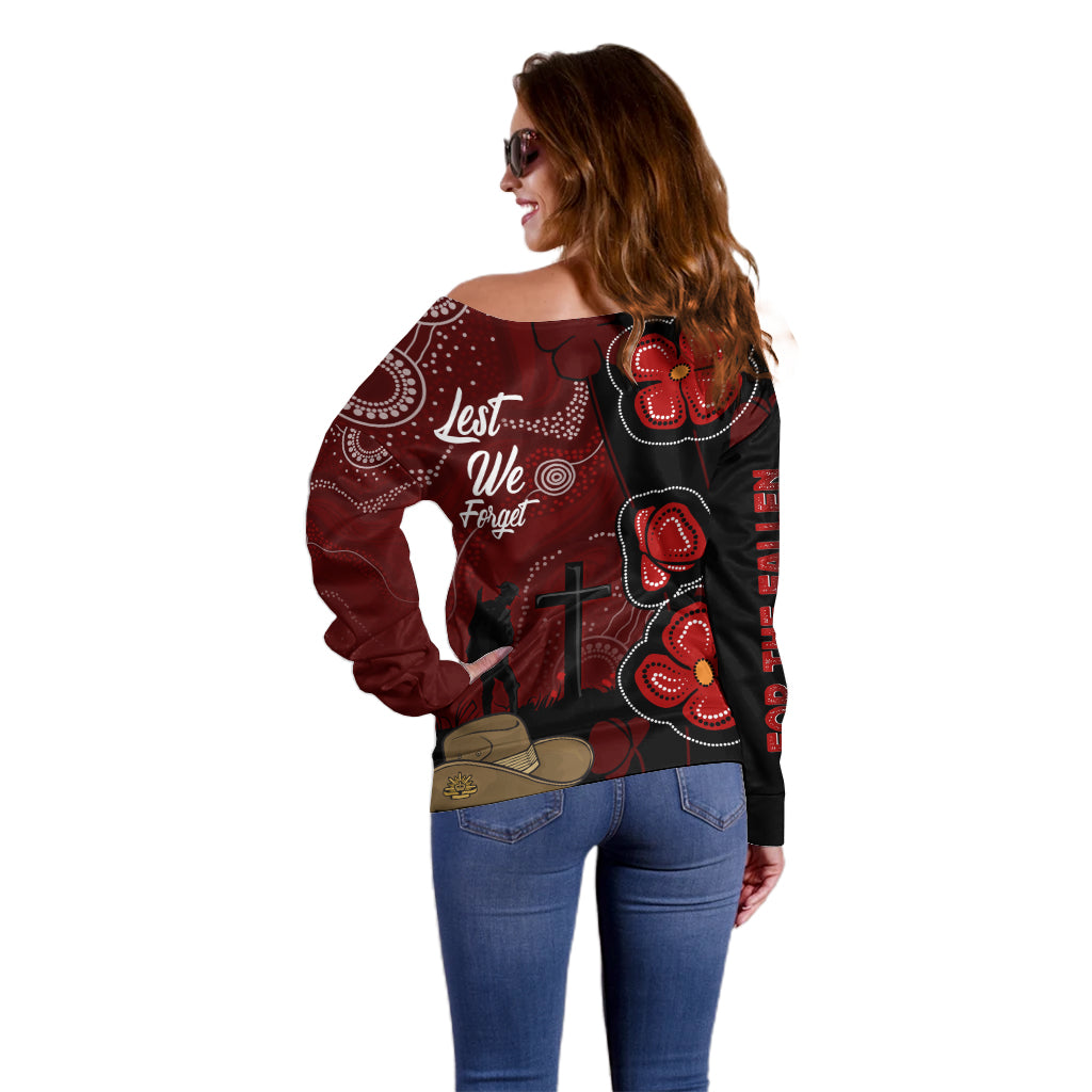 ANZAC Aboriginal Australia Off Shoulder Sweater For the Fallen - Vibe Hoodie Shop