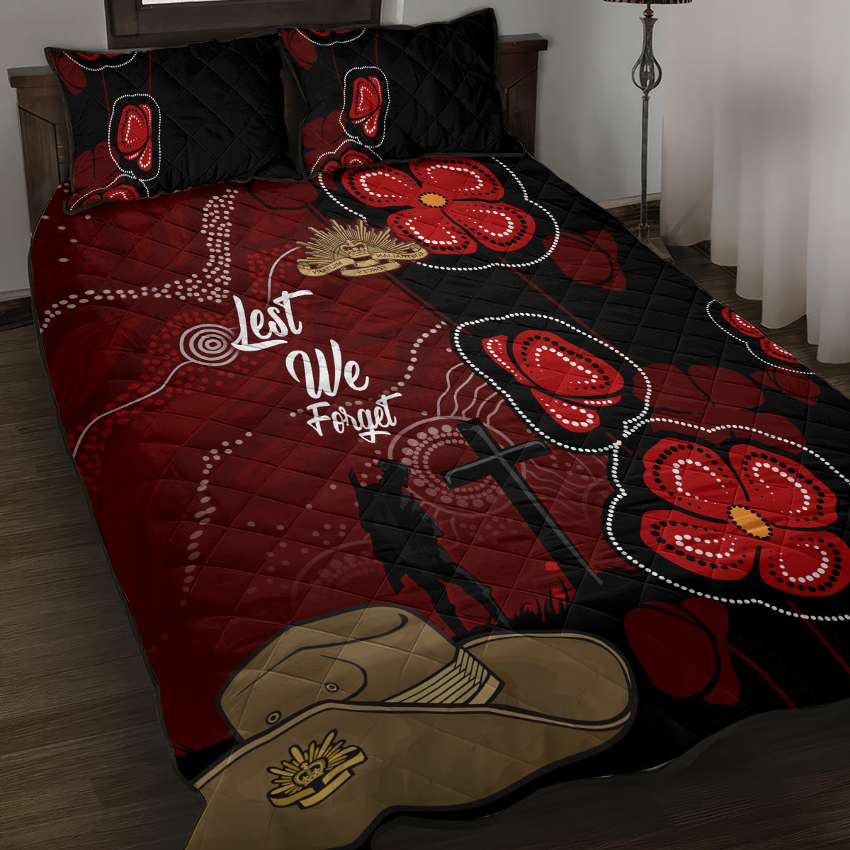 ANZAC Aboriginal Australia Quilt Bed Set For the Fallen - Vibe Hoodie Shop