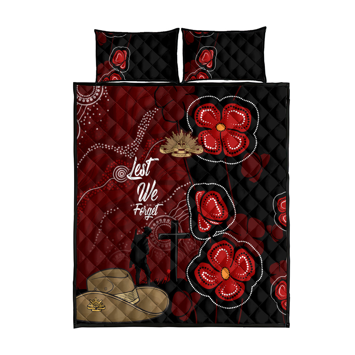 ANZAC Aboriginal Australia Quilt Bed Set For the Fallen - Vibe Hoodie Shop