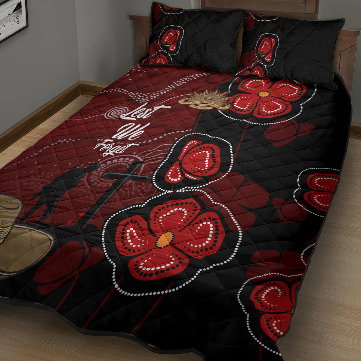ANZAC Aboriginal Australia Quilt Bed Set For the Fallen - Vibe Hoodie Shop