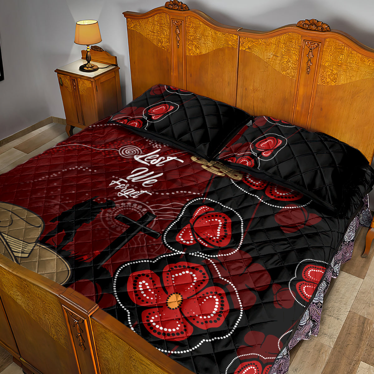 ANZAC Aboriginal Australia Quilt Bed Set For the Fallen - Vibe Hoodie Shop