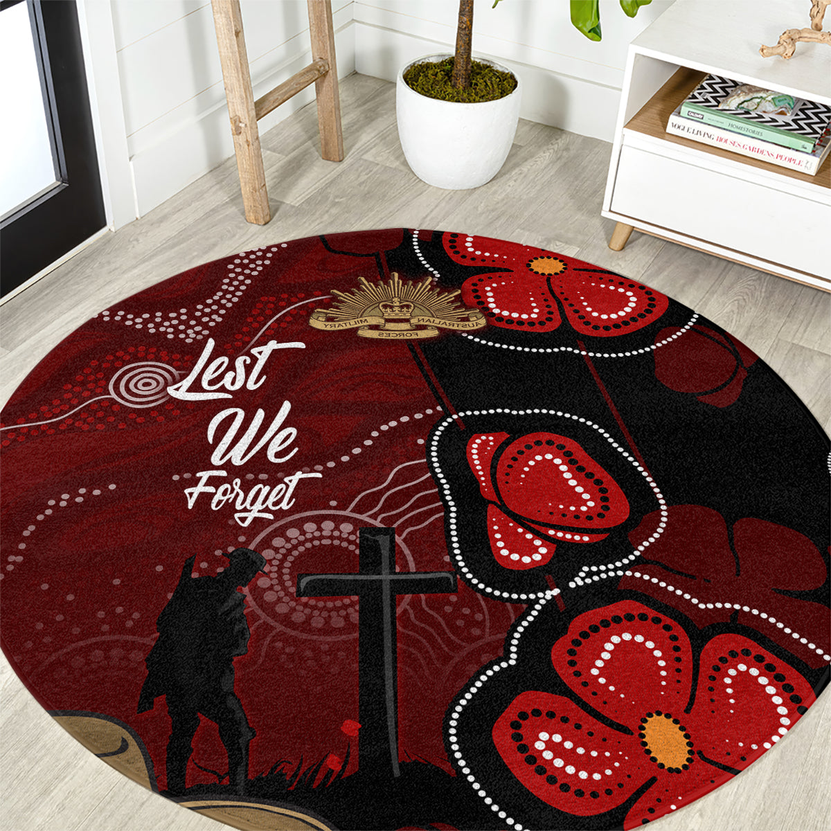 ANZAC Aboriginal Australia Round Carpet For the Fallen