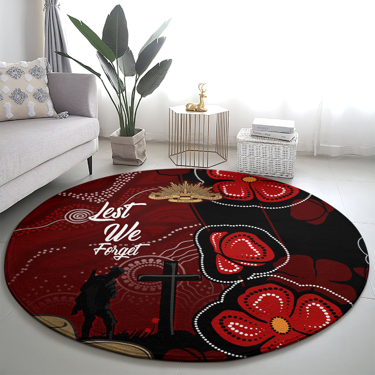 ANZAC Aboriginal Australia Round Carpet For the Fallen
