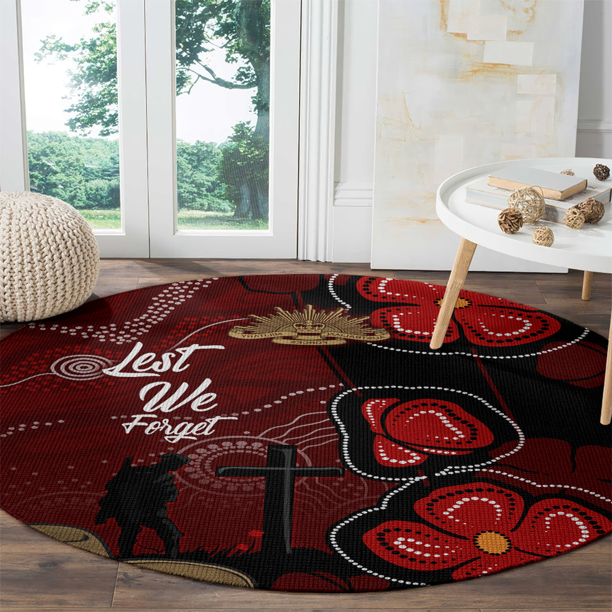 ANZAC Aboriginal Australia Round Carpet For the Fallen