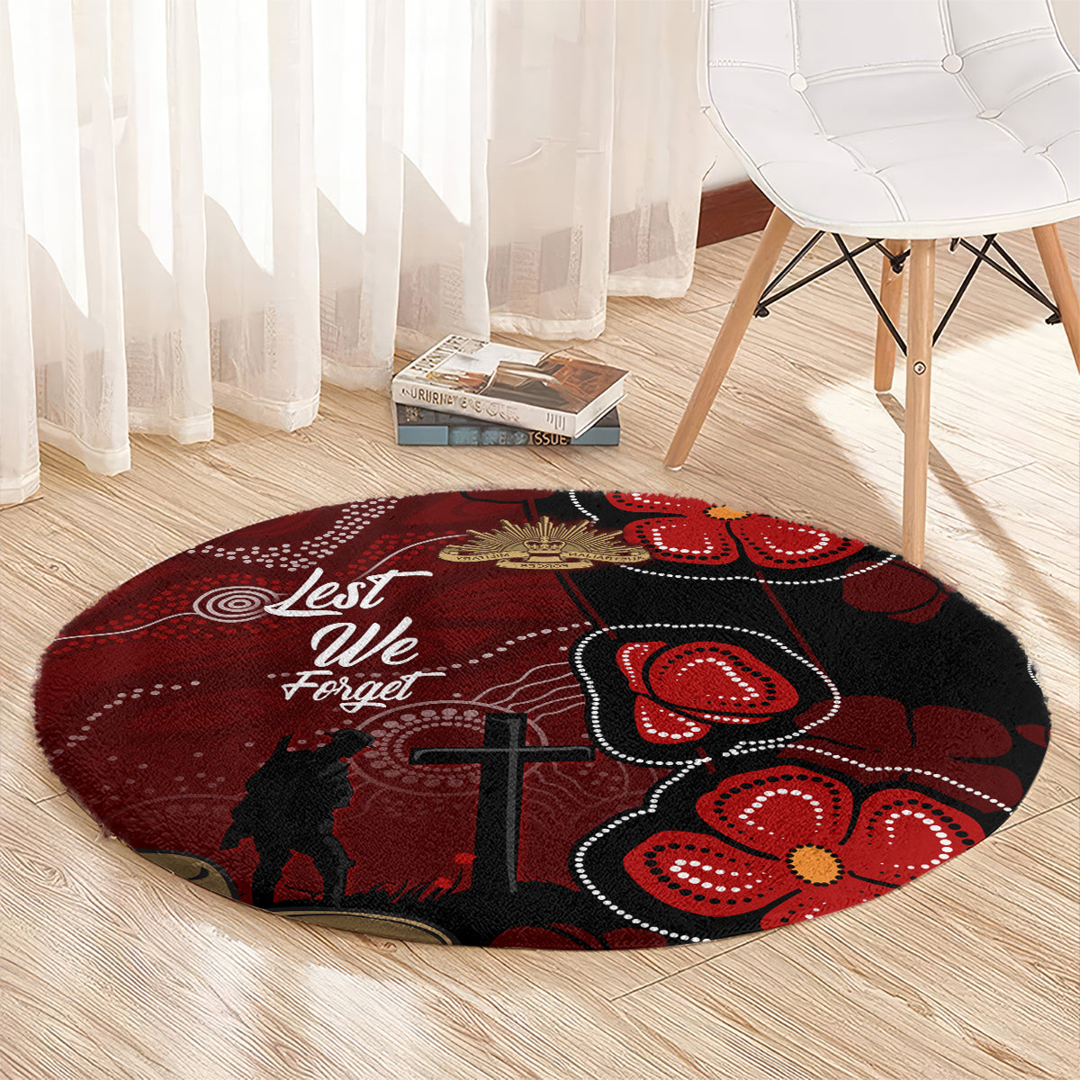 ANZAC Aboriginal Australia Round Carpet For the Fallen