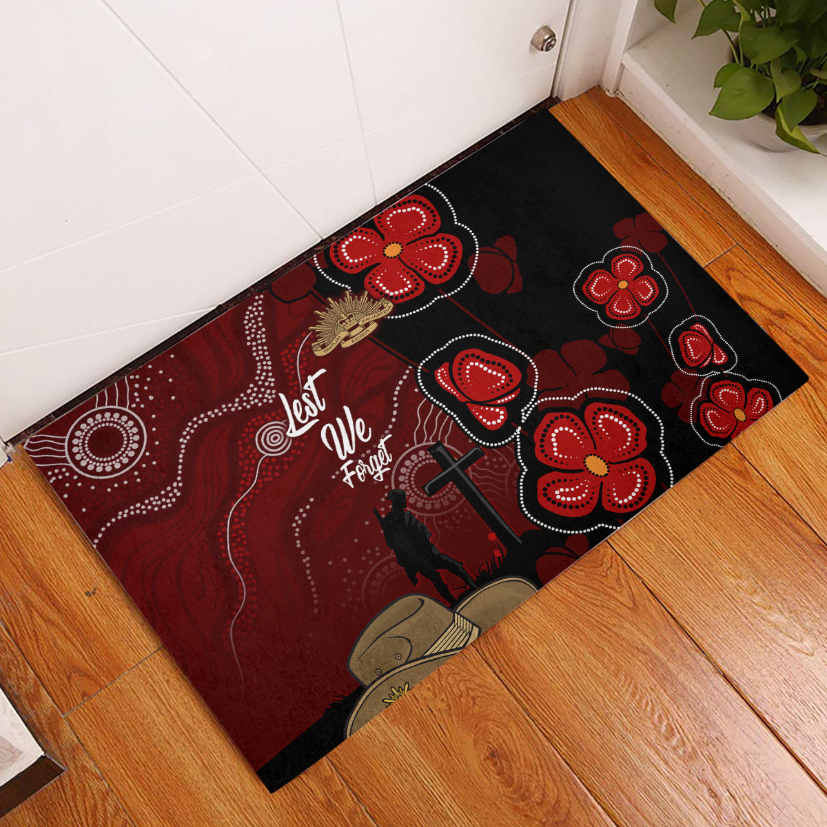 ANZAC Aboriginal Australia Rubber Doormat For the Fallen