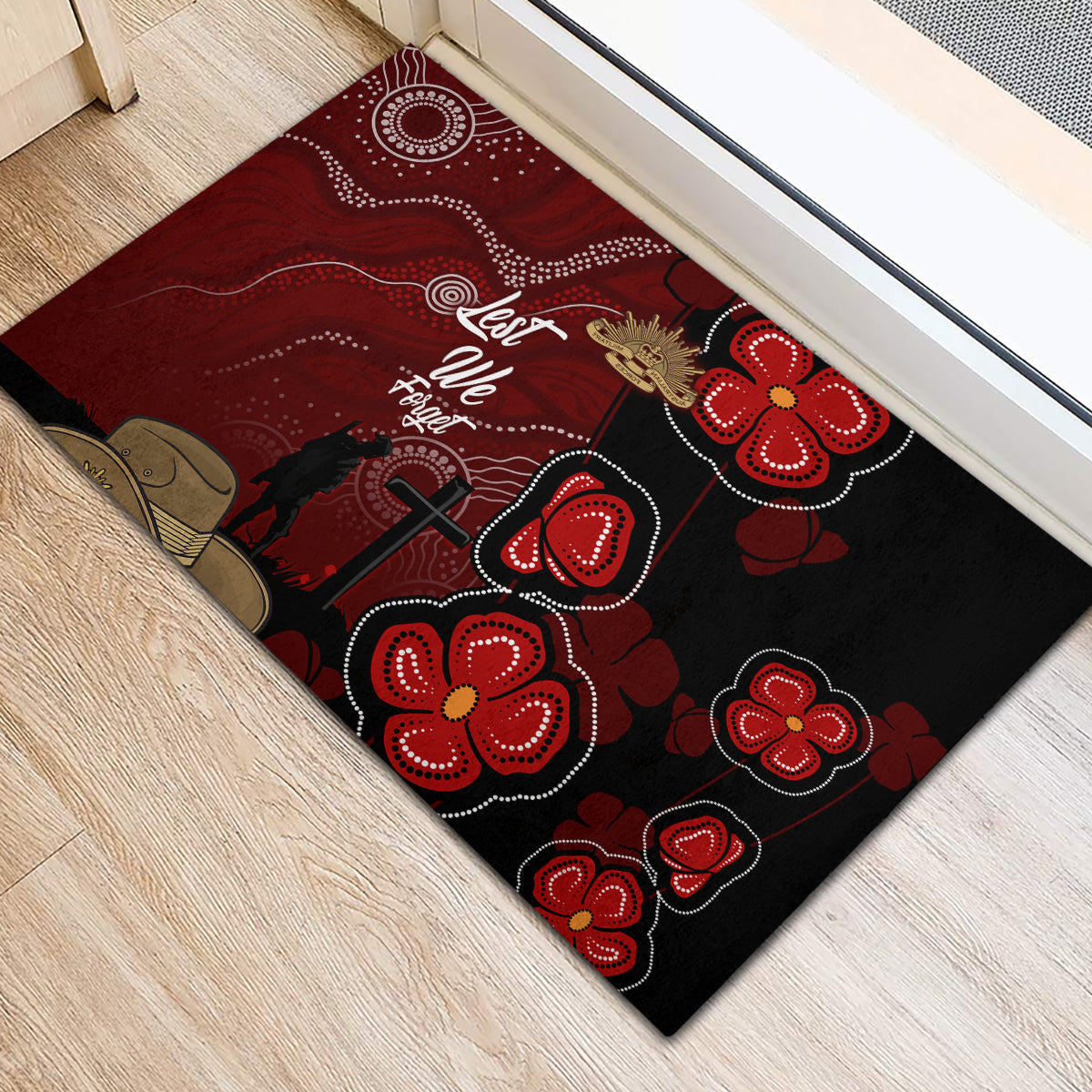 ANZAC Aboriginal Australia Rubber Doormat For the Fallen