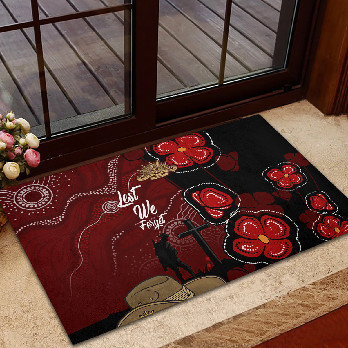 ANZAC Aboriginal Australia Rubber Doormat For the Fallen