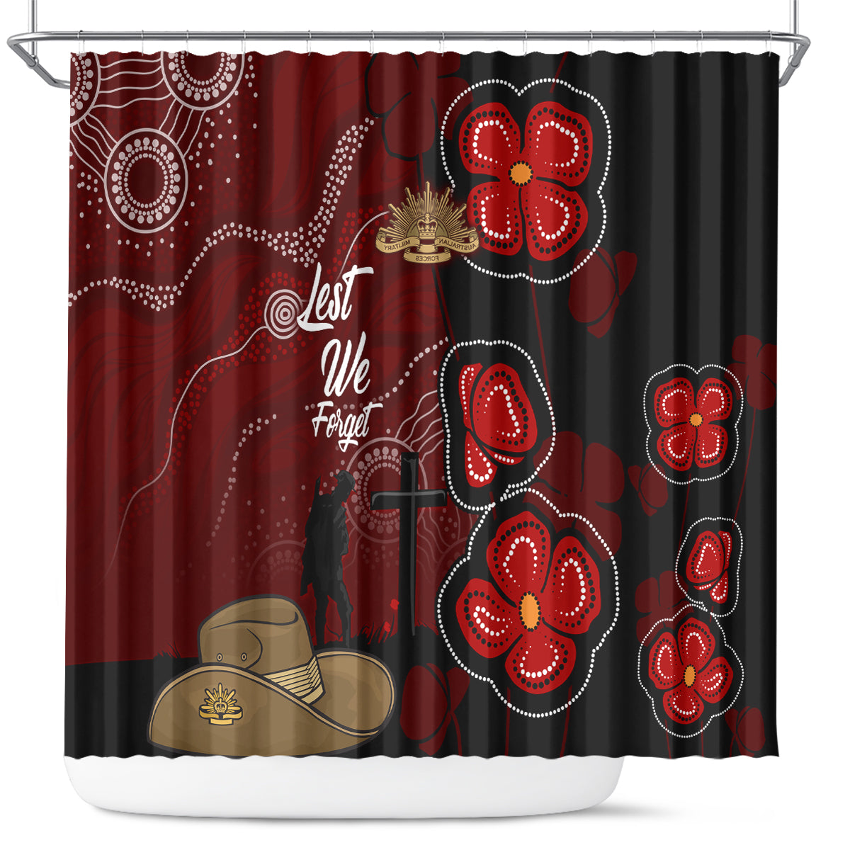 ANZAC Aboriginal Australia Shower Curtain For the Fallen