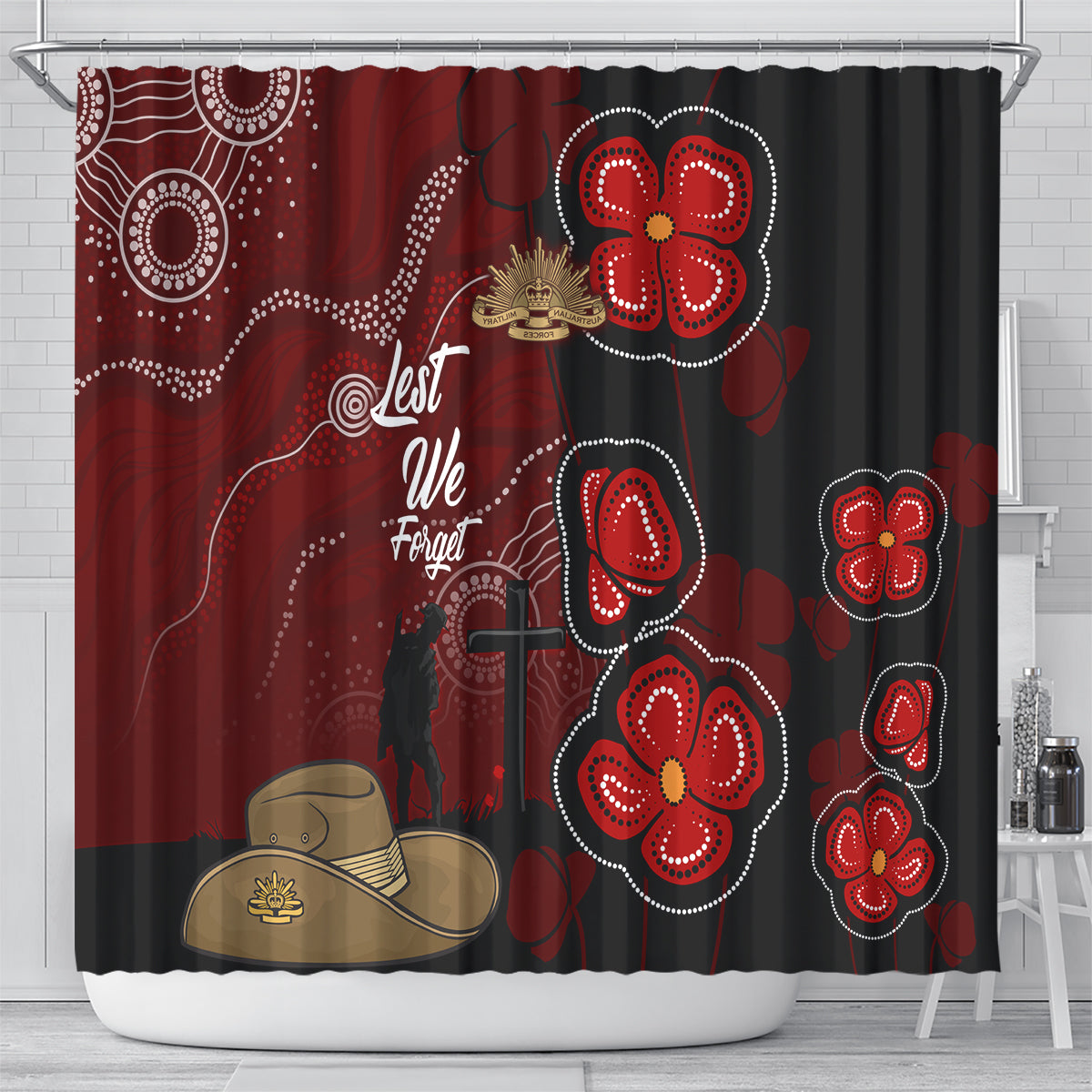 ANZAC Aboriginal Australia Shower Curtain For the Fallen