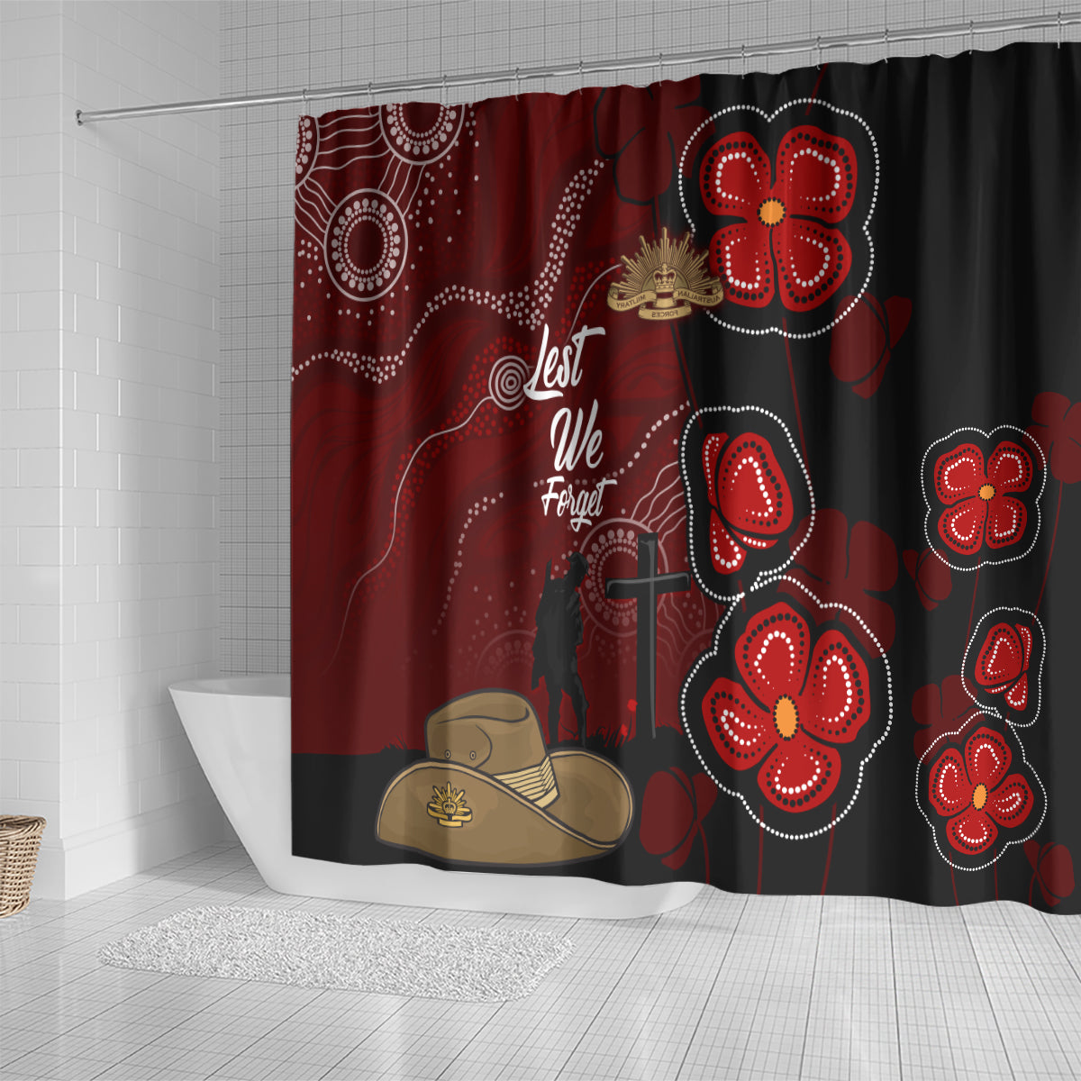 ANZAC Aboriginal Australia Shower Curtain For the Fallen