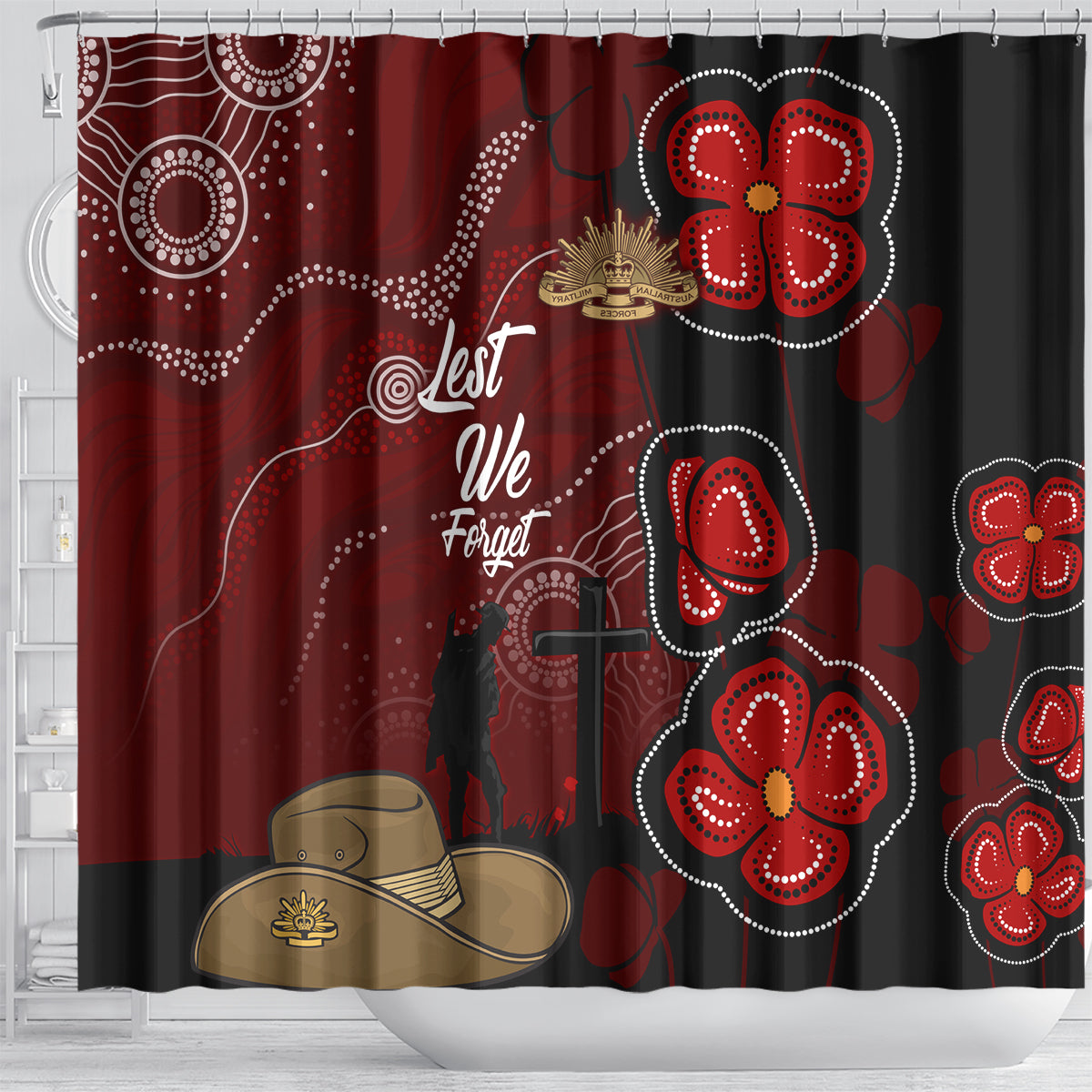 ANZAC Aboriginal Australia Shower Curtain For the Fallen