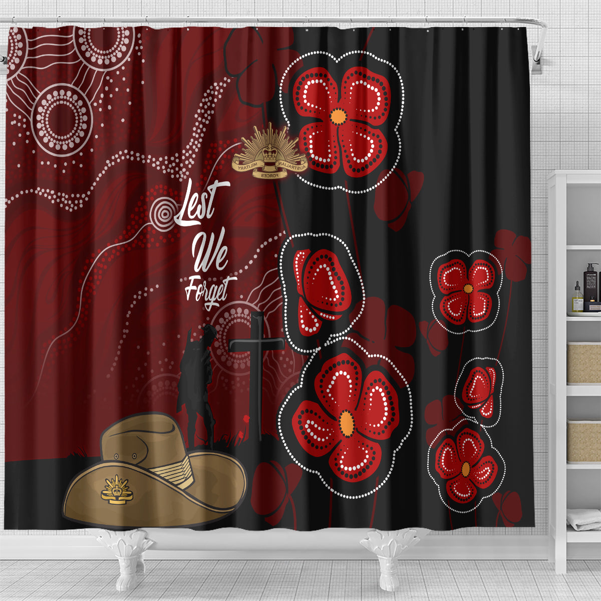 ANZAC Aboriginal Australia Shower Curtain For the Fallen