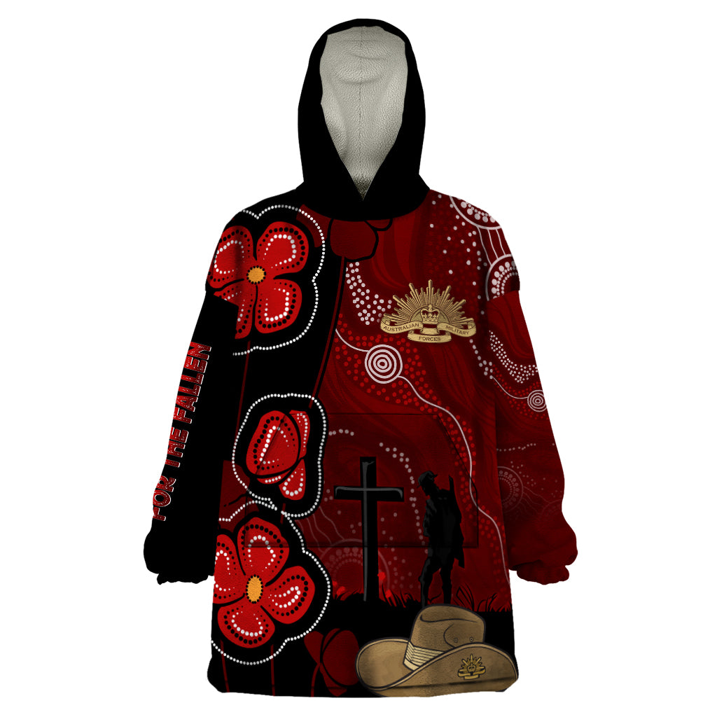 ANZAC Aboriginal Australia Wearable Blanket Hoodie For the Fallen - Vibe Hoodie Shop