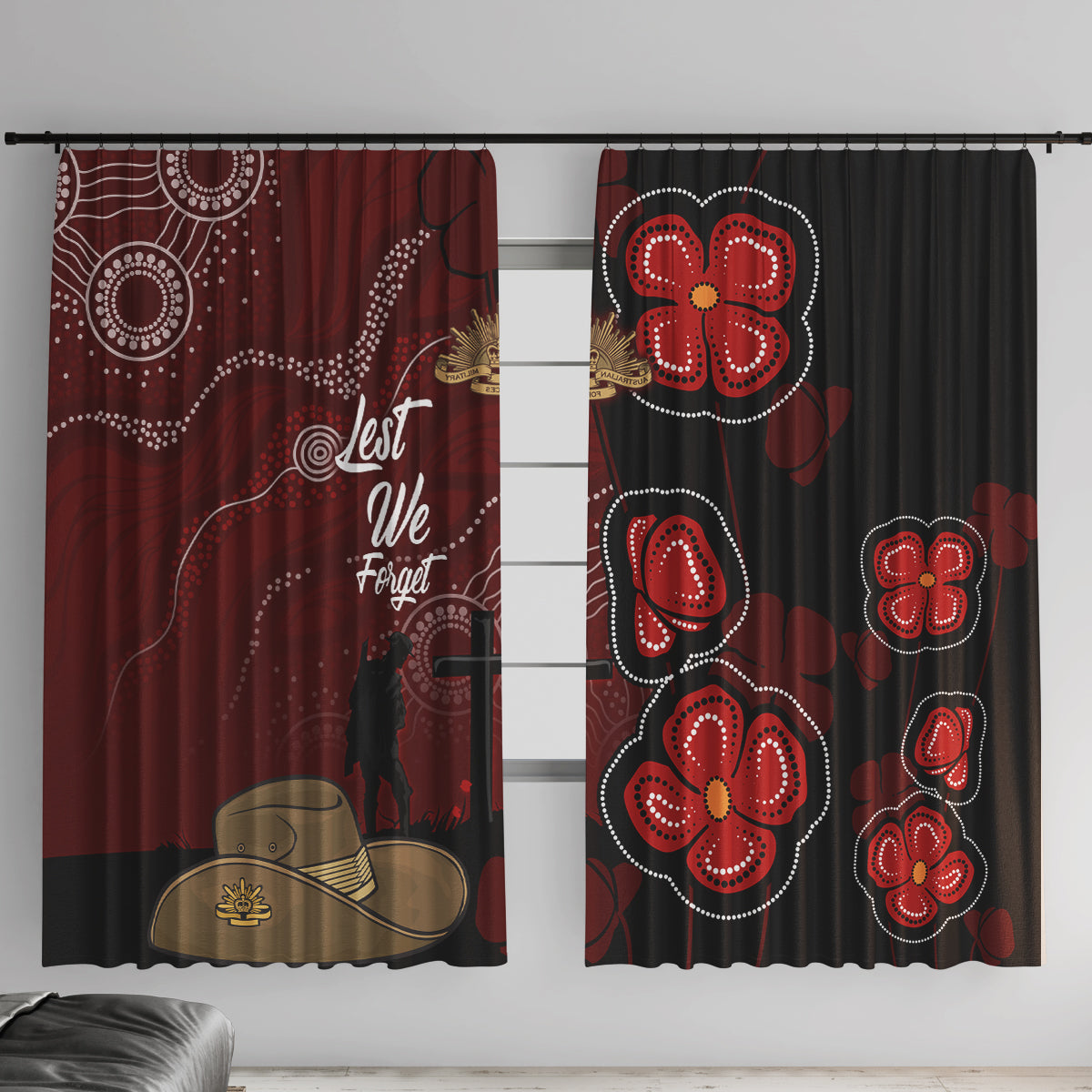 ANZAC Aboriginal Australia Window Curtain For the Fallen