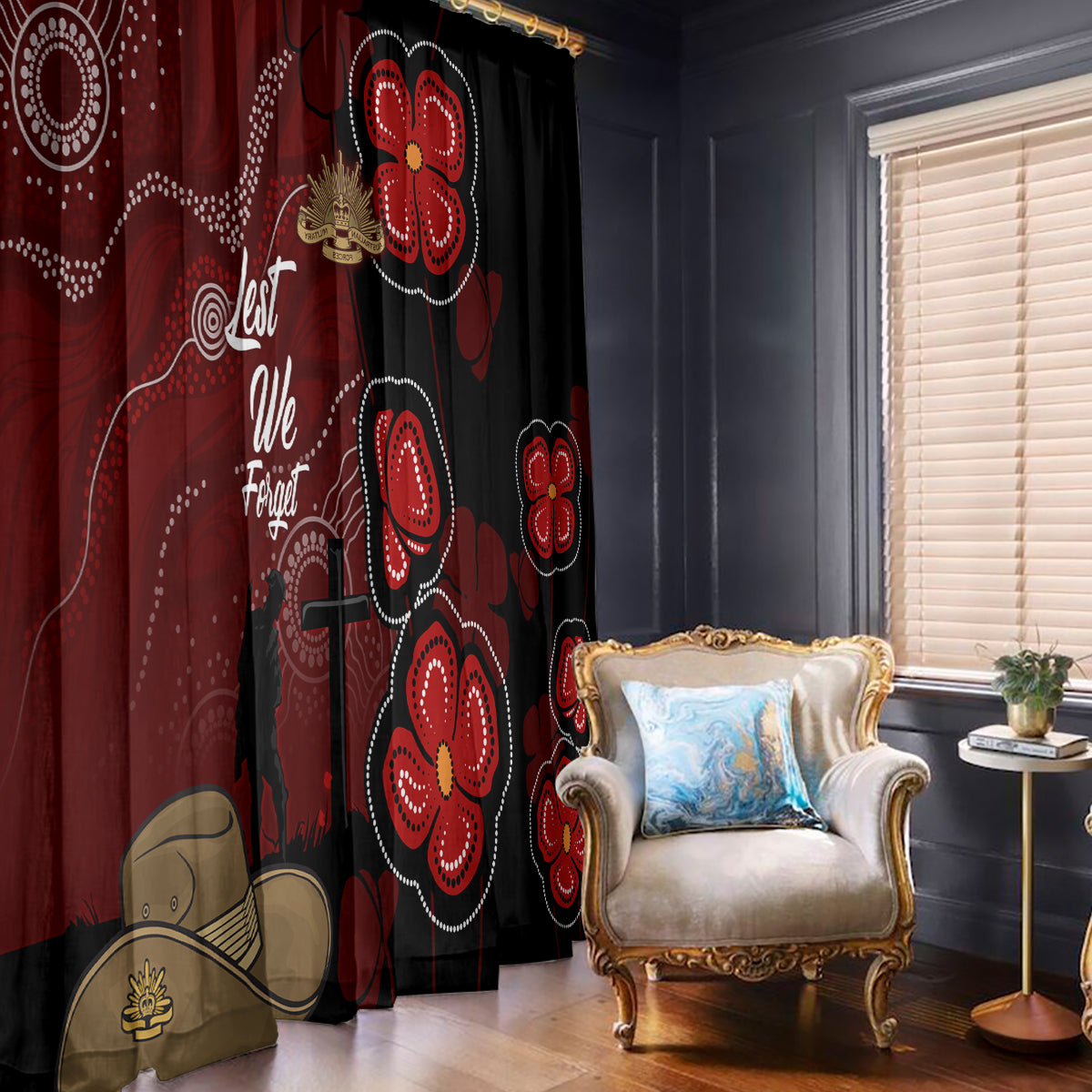 ANZAC Aboriginal Australia Window Curtain For the Fallen