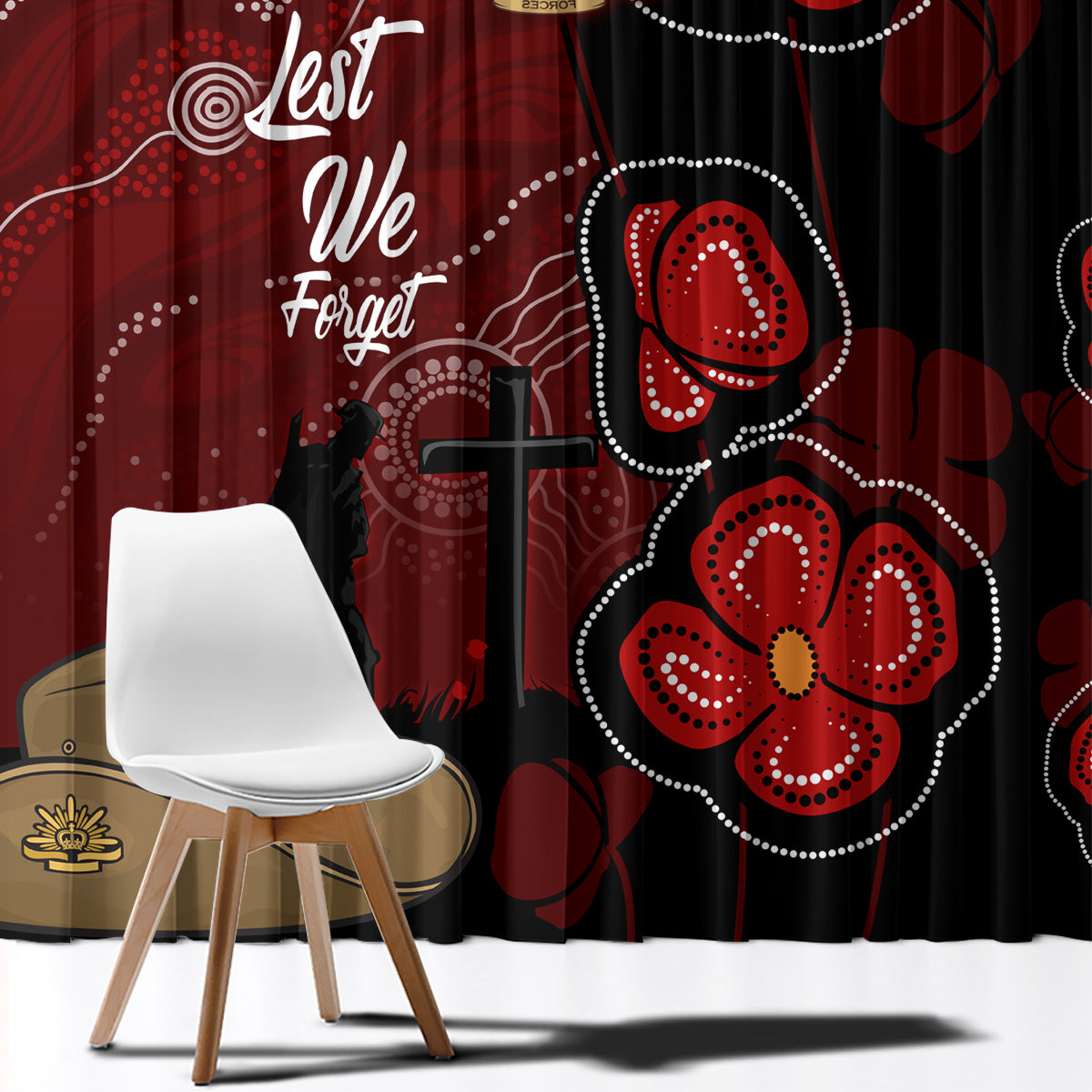 ANZAC Aboriginal Australia Window Curtain For the Fallen