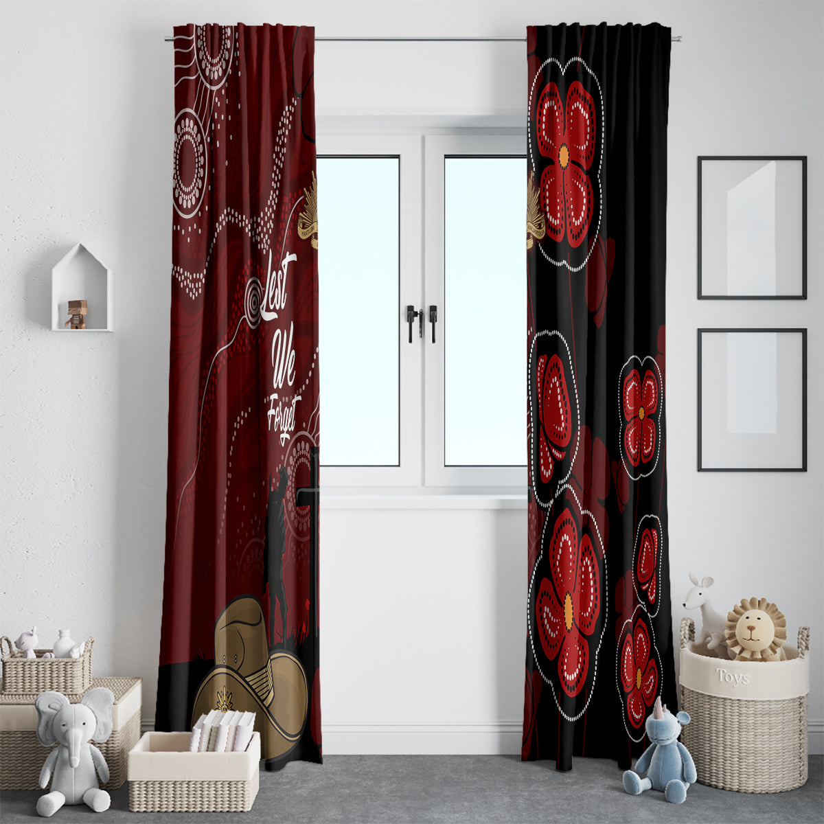 ANZAC Aboriginal Australia Window Curtain For the Fallen